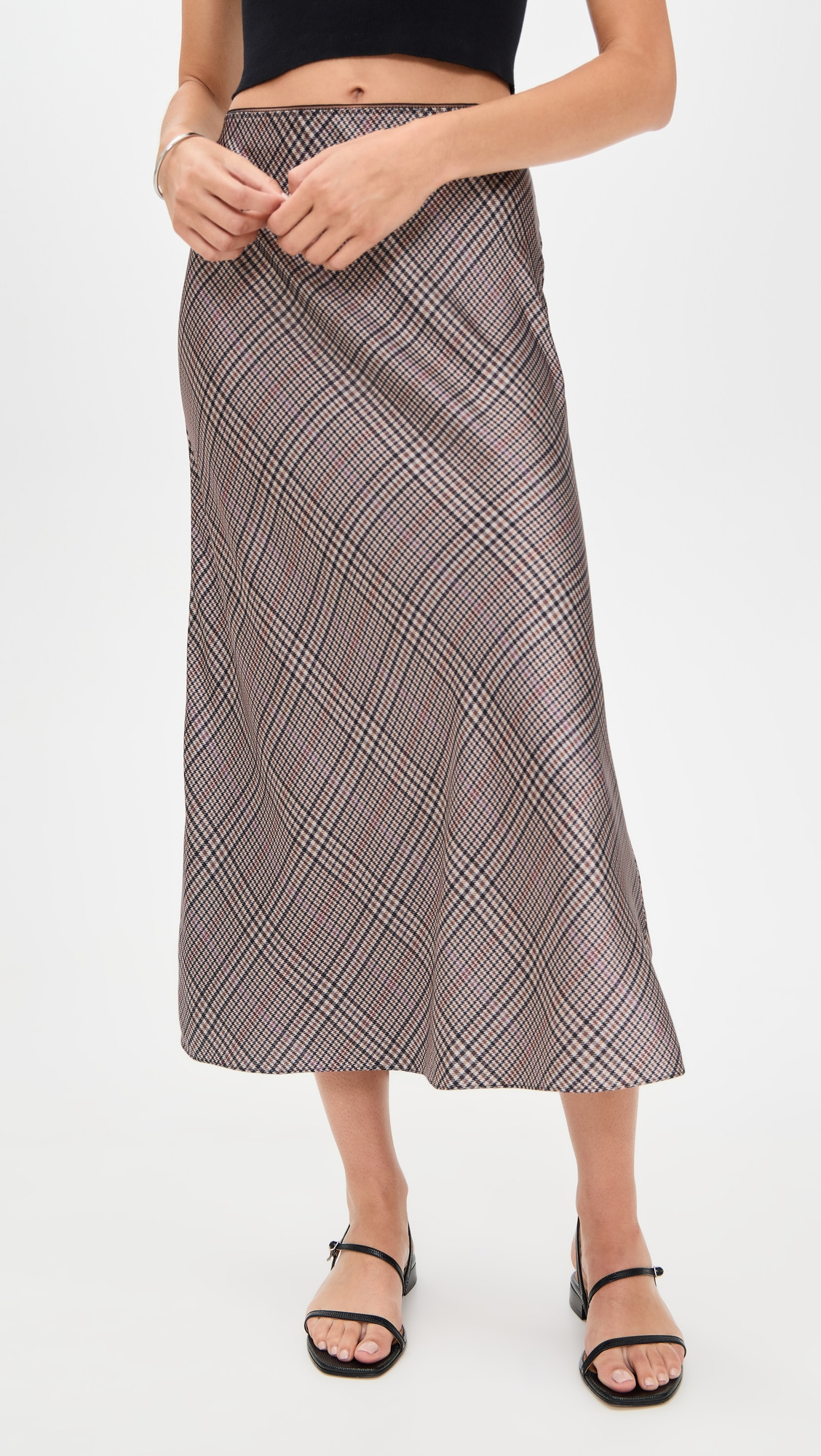 Pressed Plaid Shaped Hem Skirt - 2