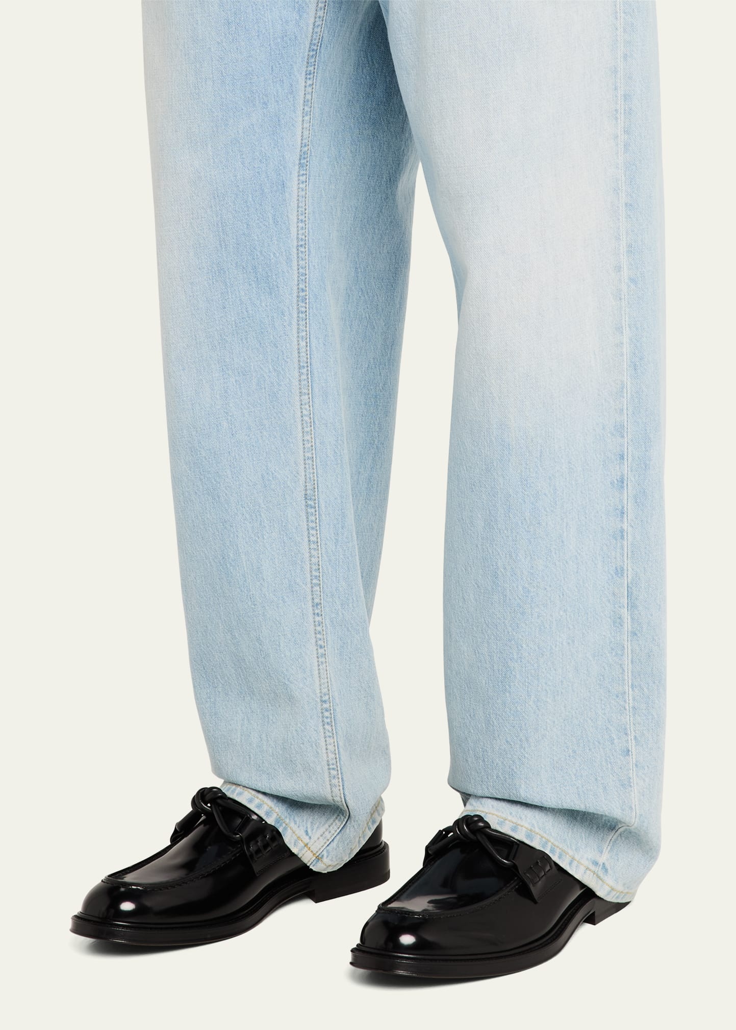 Men's Tie Brushed Calfskin Bit Loafers - 2