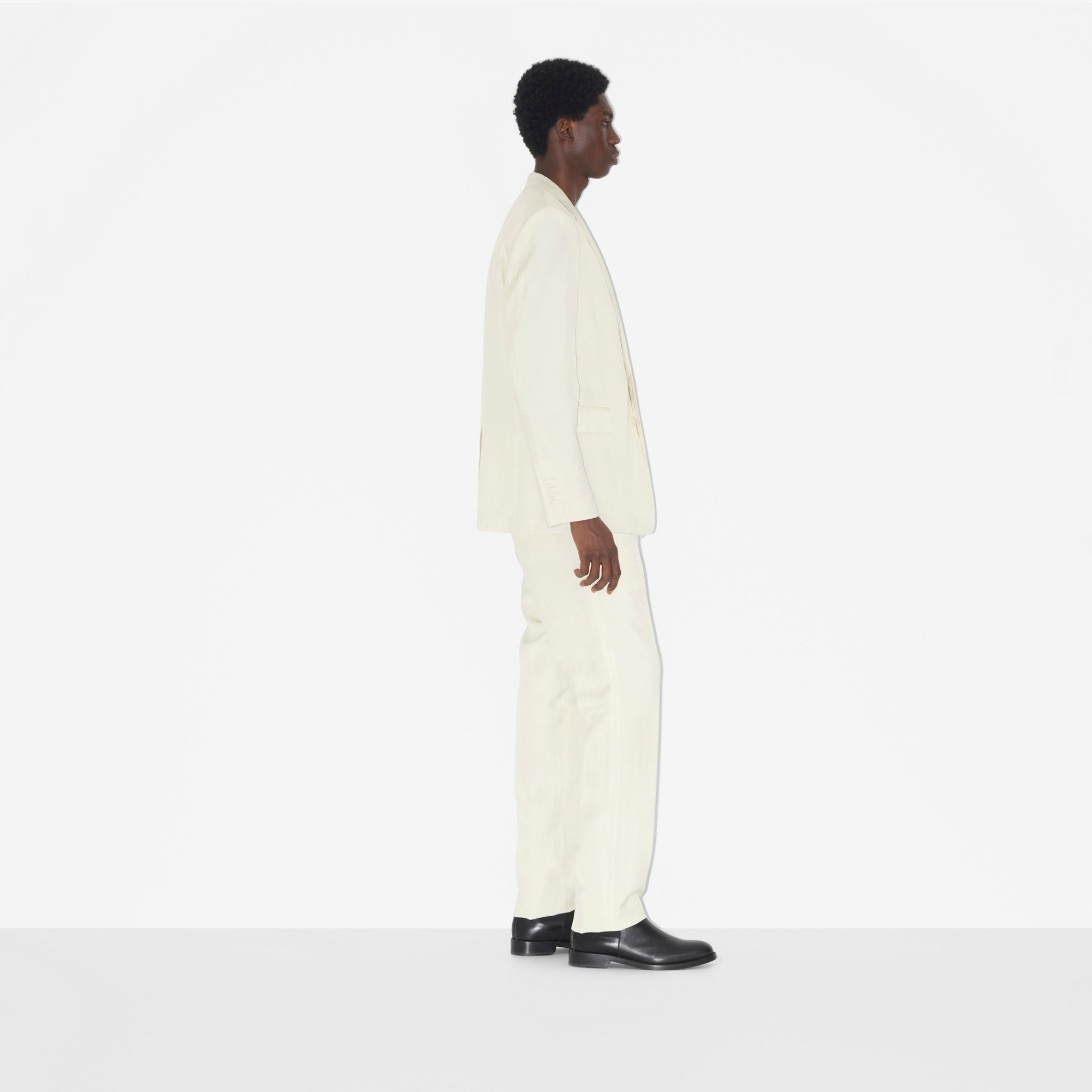 Linen Blend Slim Fit Tailored Trousers - 3