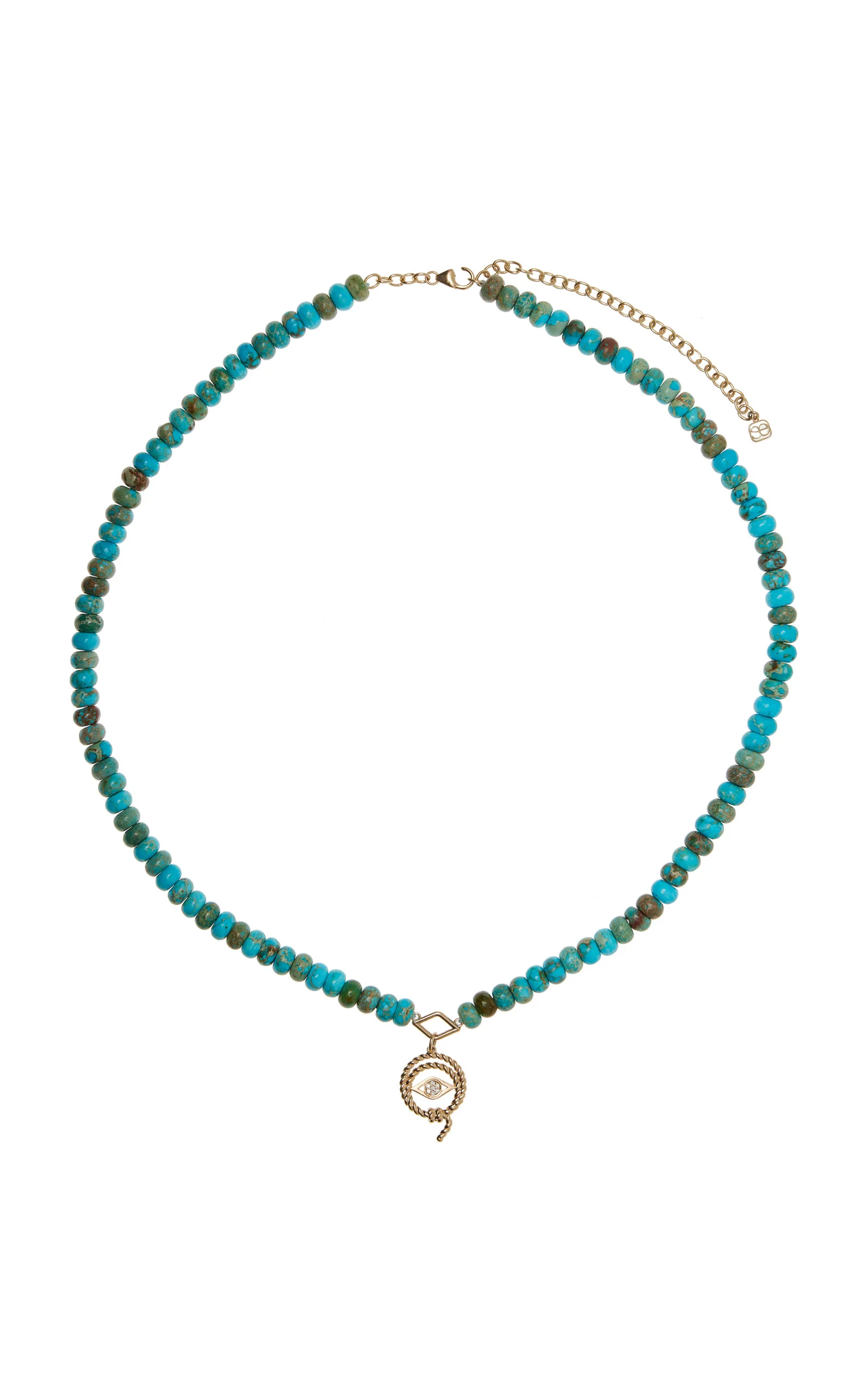 14K Gold, Diamond and Turquoise Necklace blue - 1