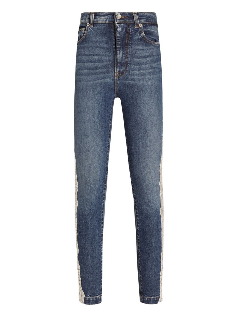lace panel denim jeans 1