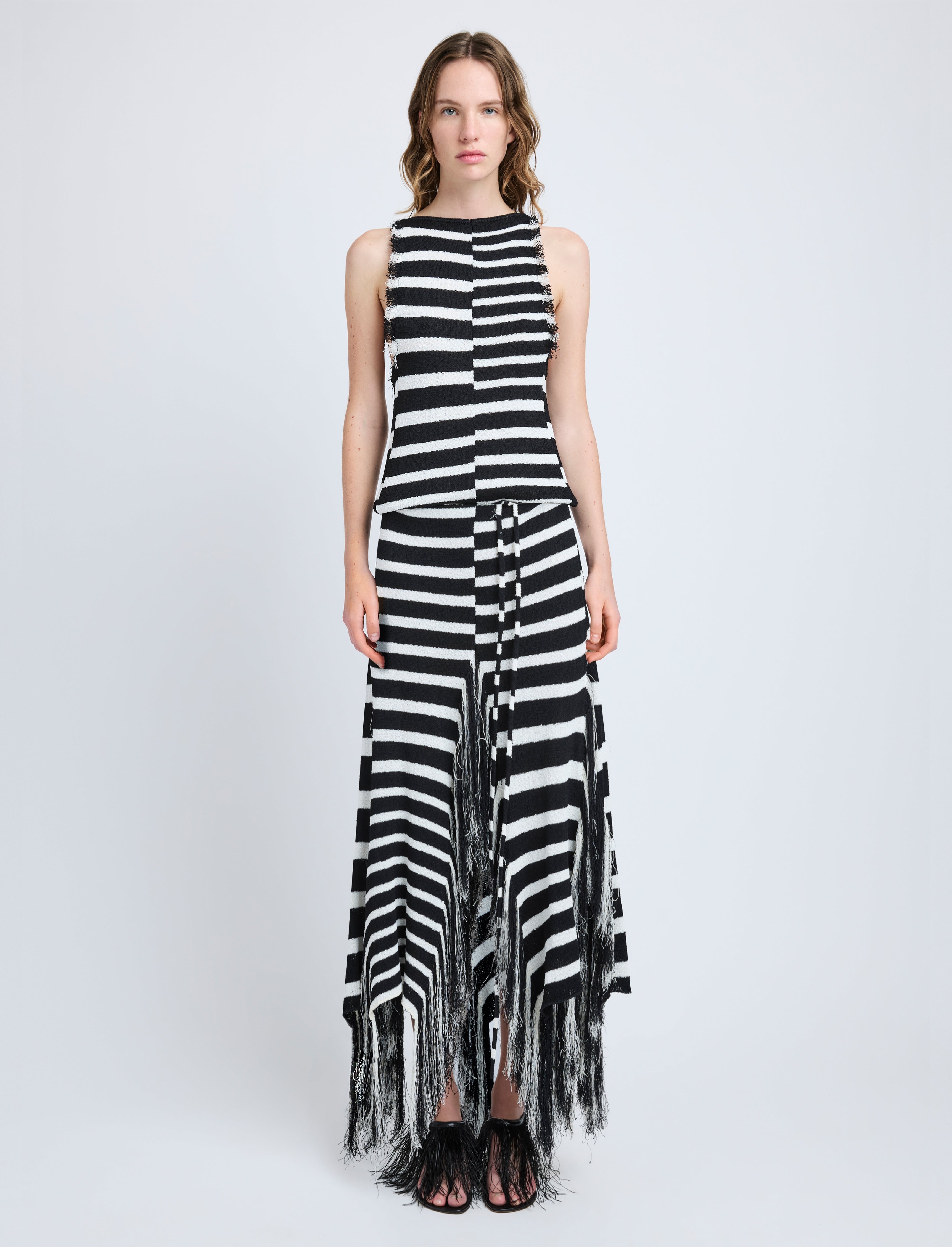 Yves Dress in Stripe Fringed Knit - 2