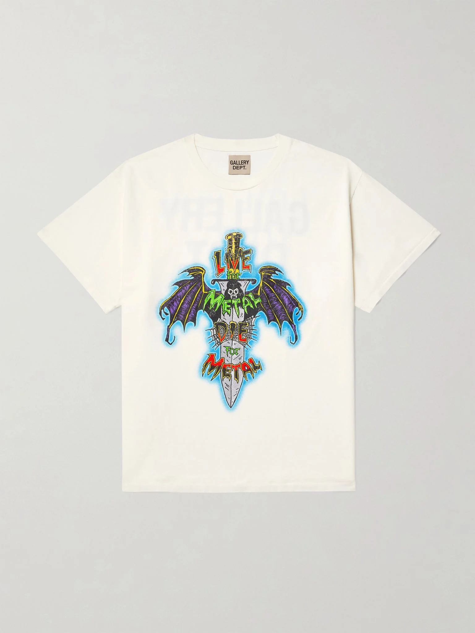 Live For Metal Glittered Printed Cotton-Jersey T-Shirt Off-white - 1