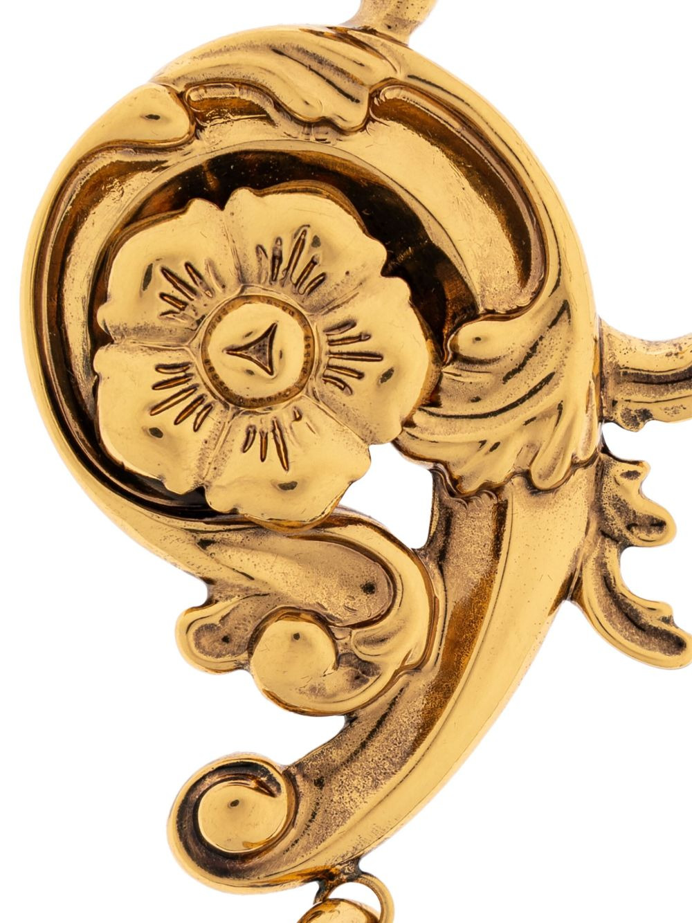 floral-scroll brass brooch - 4