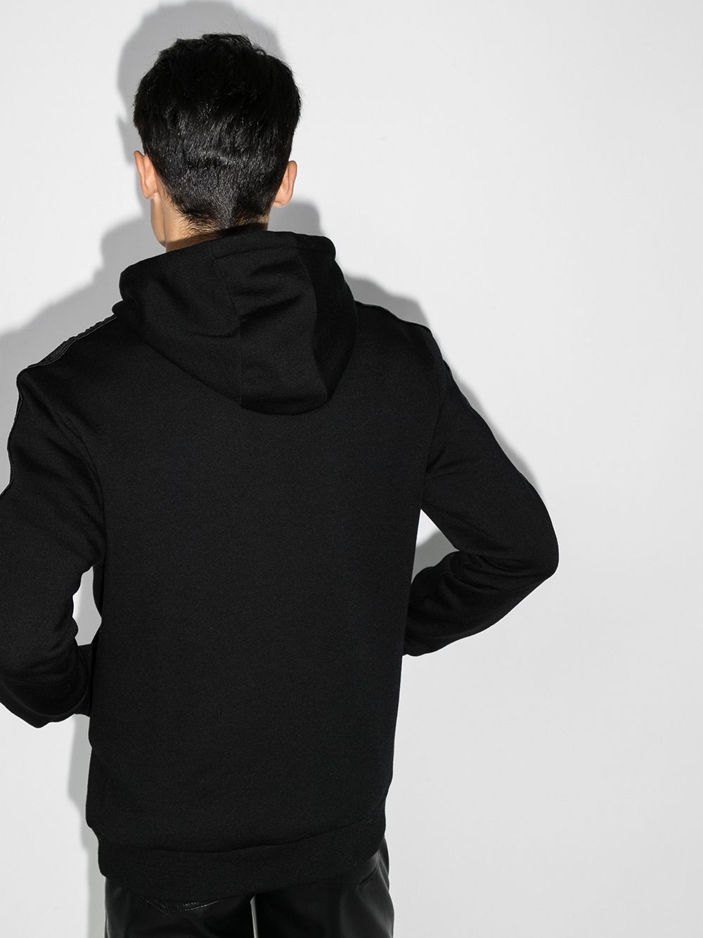 logo-tape cashmere hoodie - 3