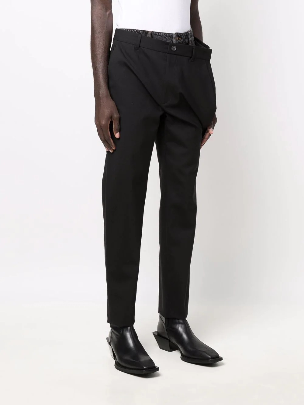 asymmetric straight-leg trousers - 4