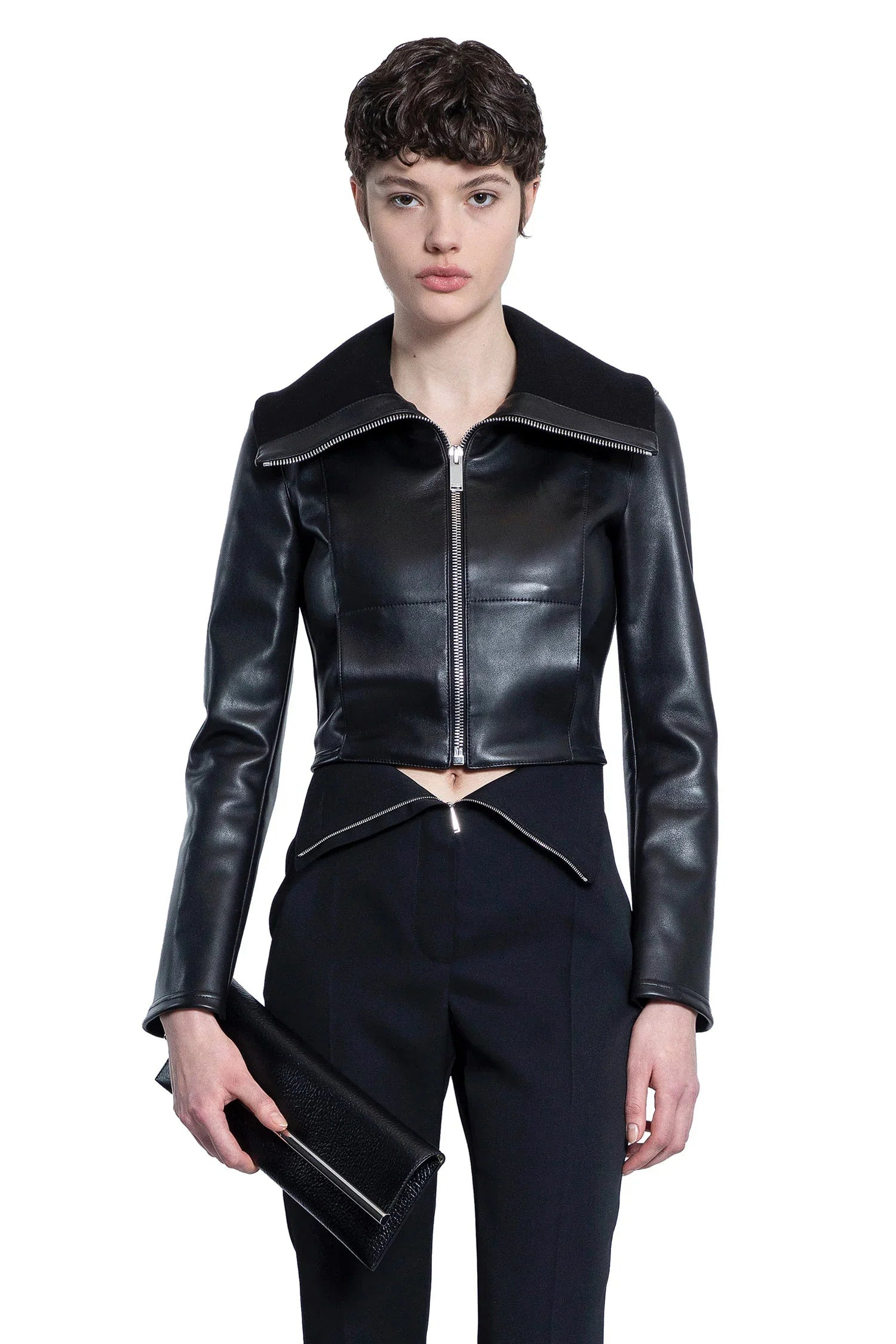 Folded-Collar-Leather-Jacket - 5