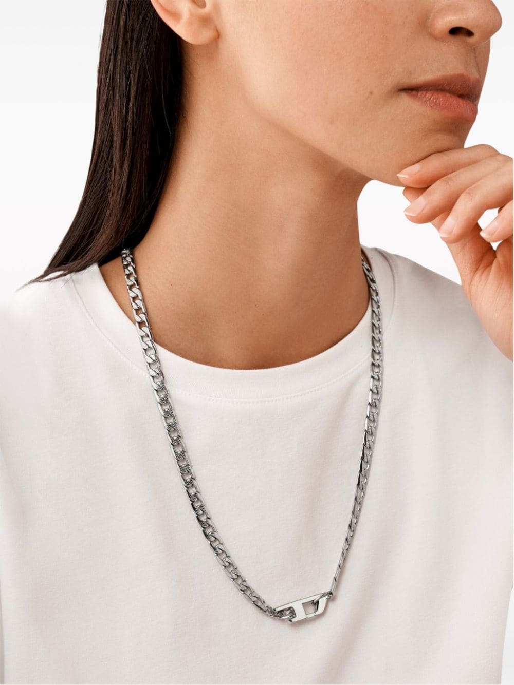 logo-pendant curb-chain necklace - 4