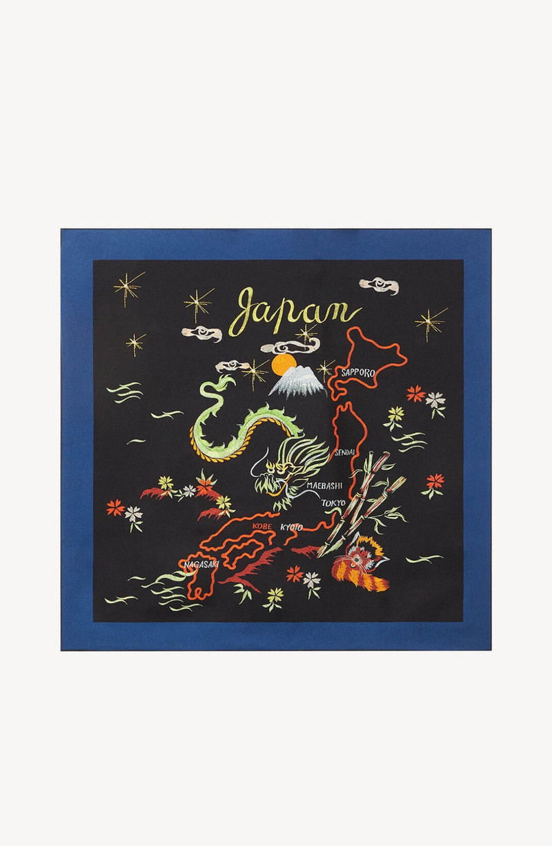 KENZO 'France-Japan' silk square scarf outlook