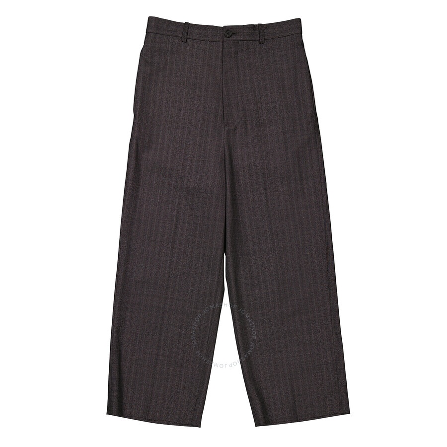 Balenciaga Ladies Grey Pinstripe Pattern Cropped Tailored Pants - 1