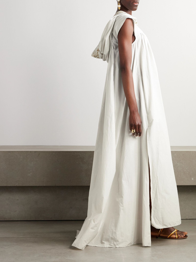 Thierry Colson Eden hooded embellished embroidered cotton and silk-blend coverup White outlook