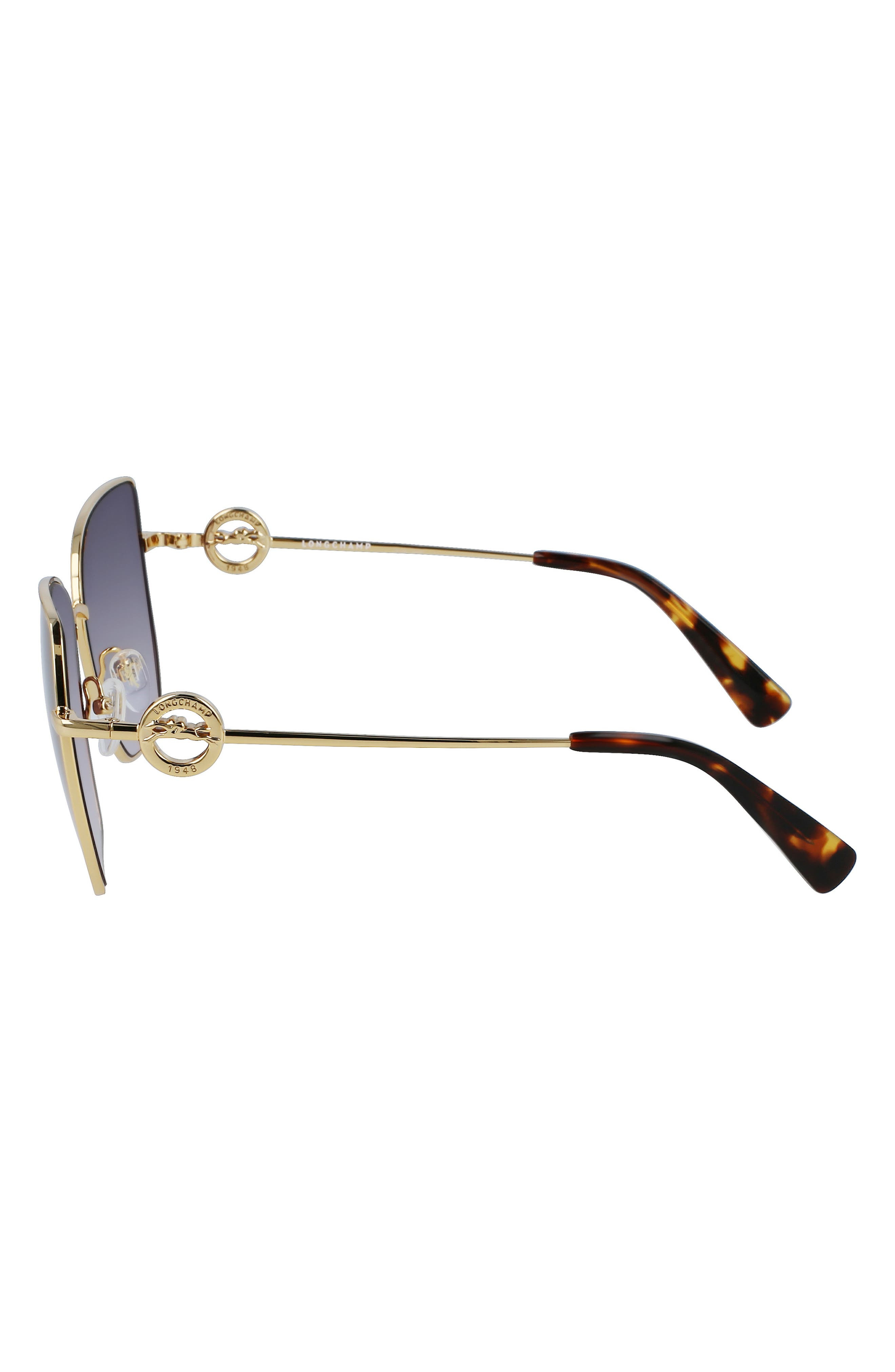 Longchamp 58mm Gradient Rectangular Sunglasses in Gold/Gradient Smoke at Nordstrom - 2