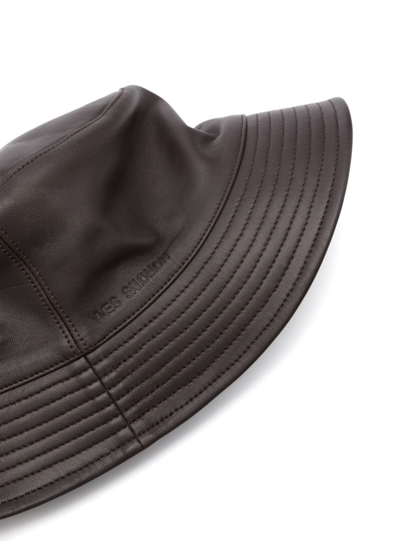 Yves Salomon tonal-stitching leather bucket hat outlook