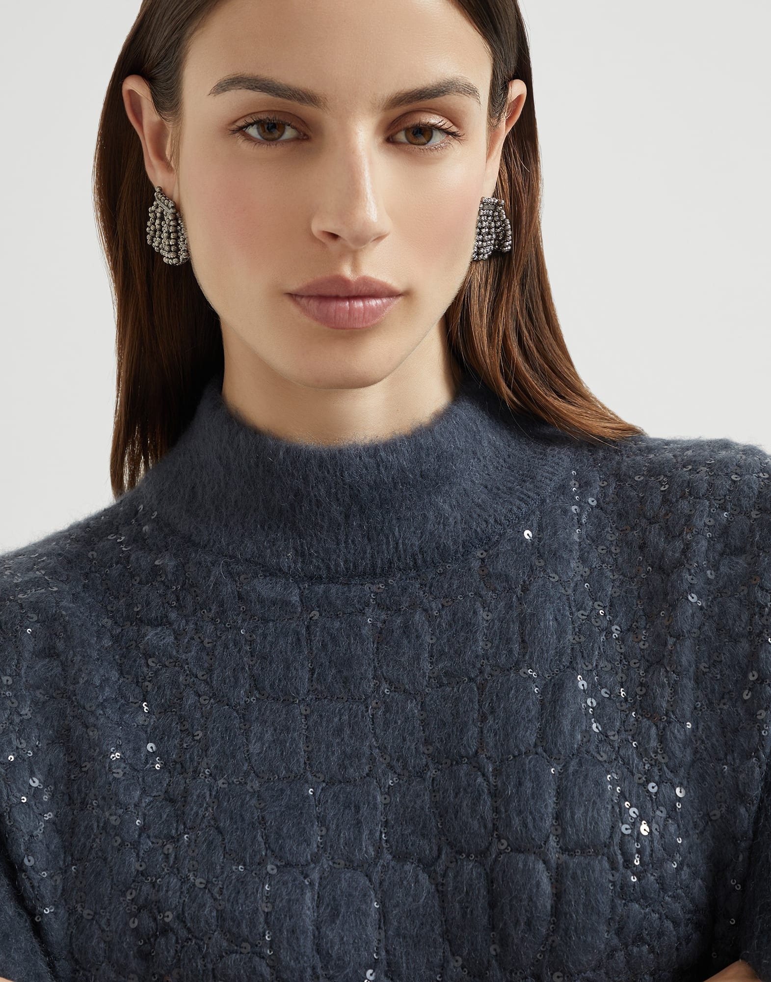 Mohair, virgin wool and cashmere knit dress with dazzling croc motif - 3