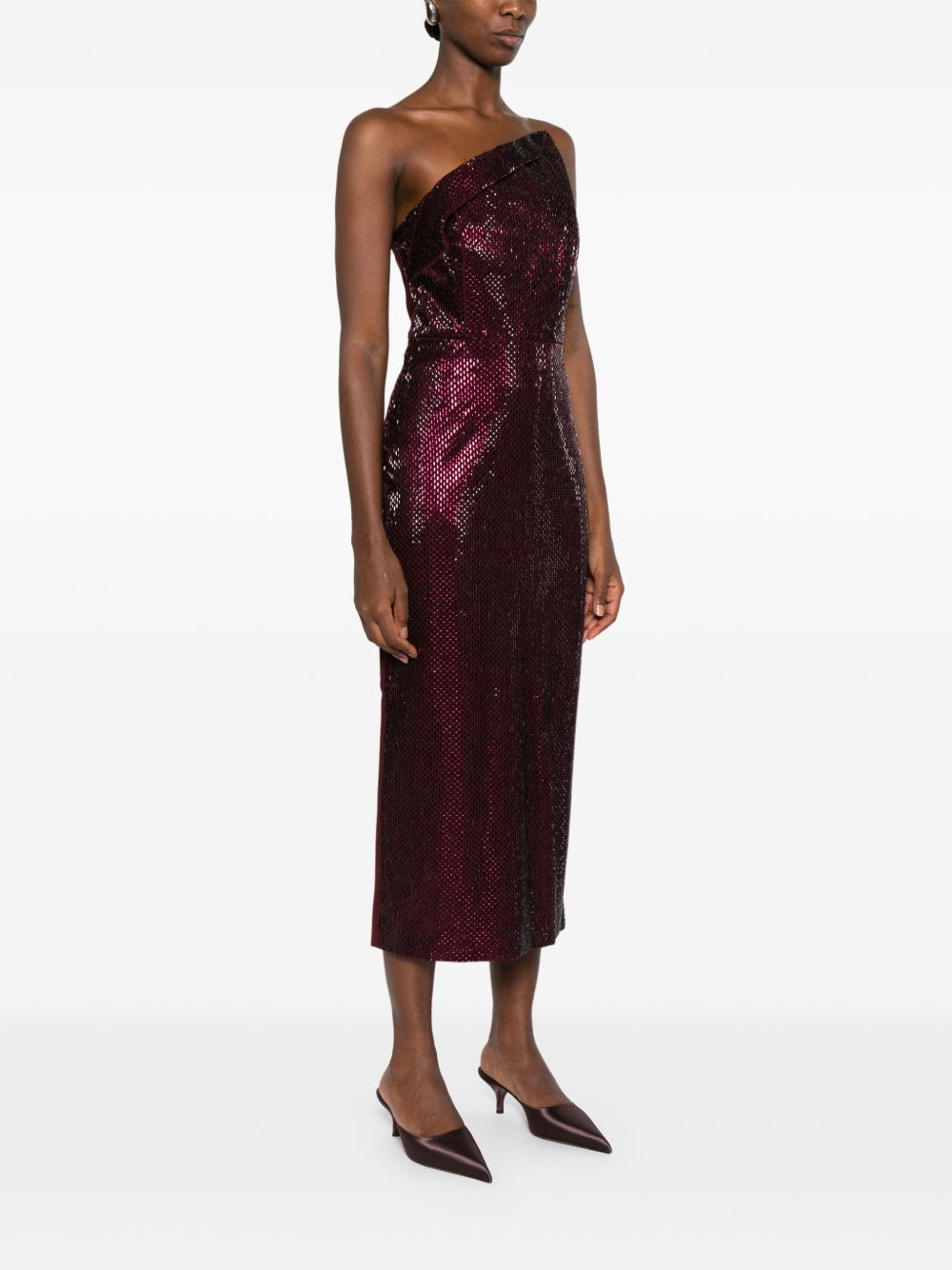 sequin one-shoulder dress - 3