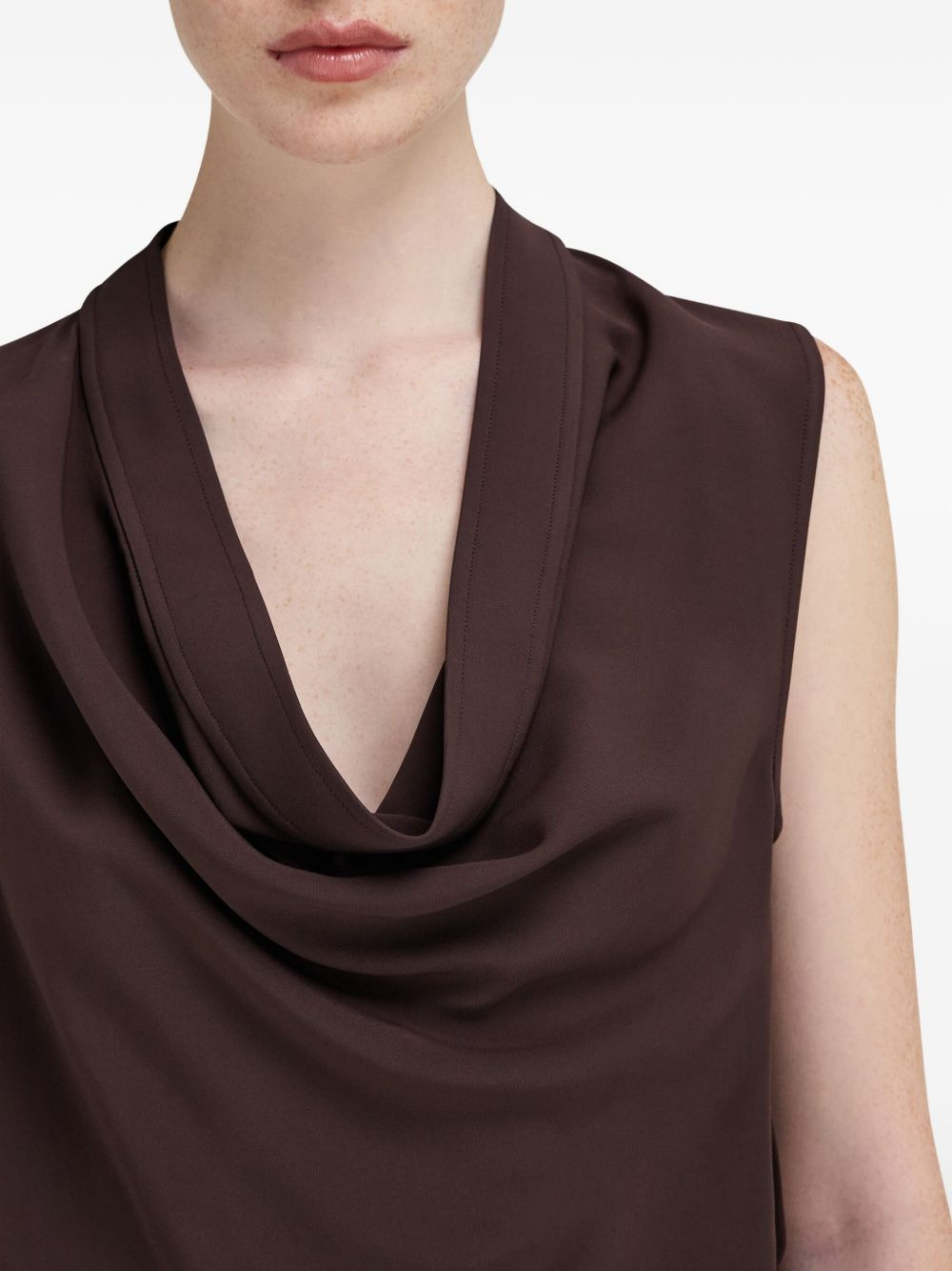 cowl-neck satin-panel dress - 5