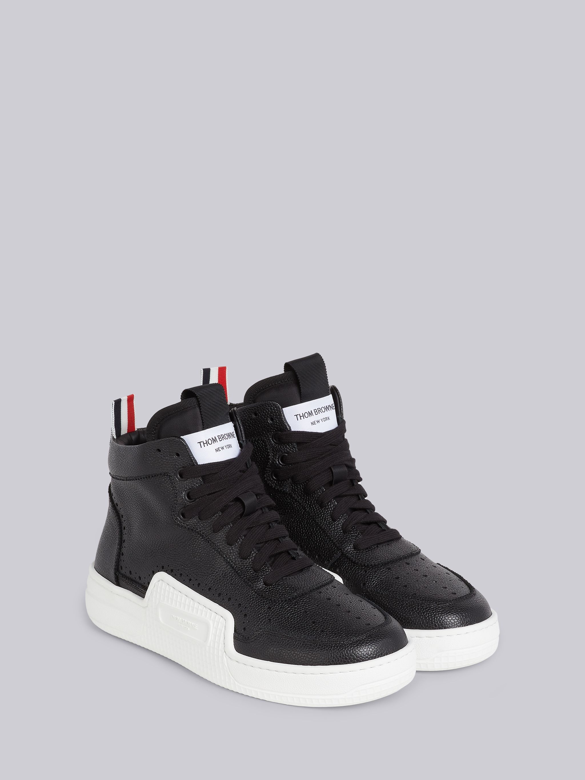 Black and White Pebbled Calfskin Basketball High-top Trainer - 2