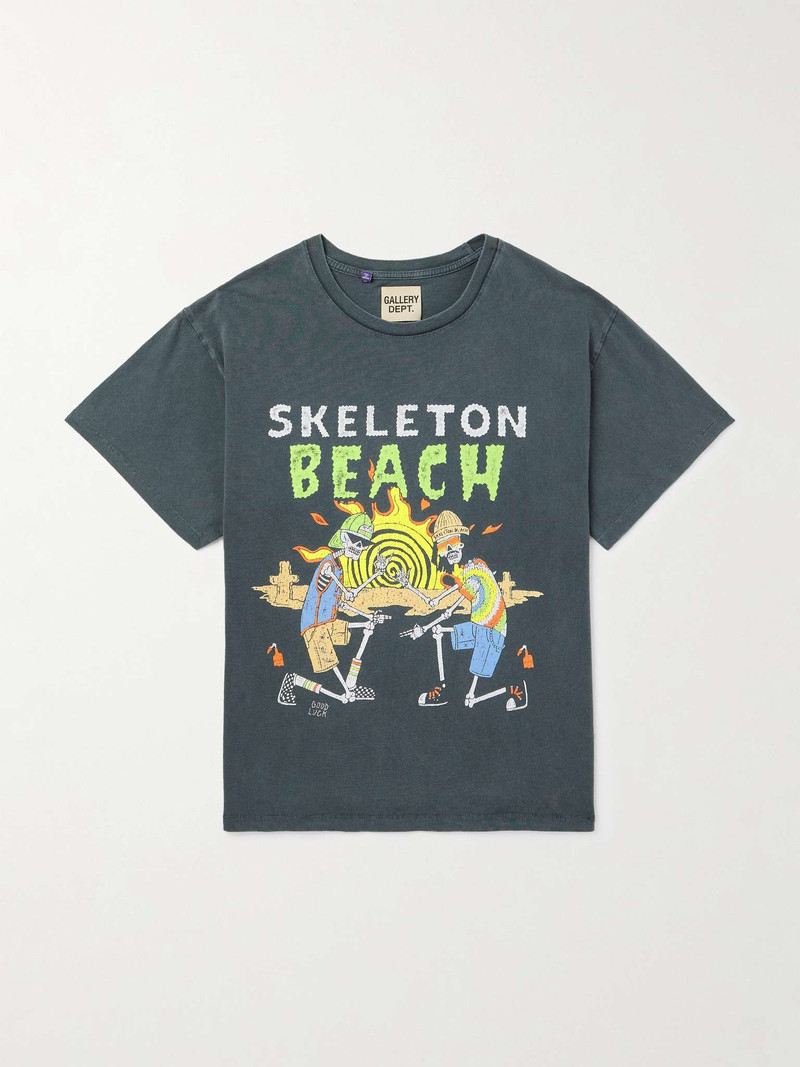 Skeleton Beach Glittered Printed Cotton-Jersey T-Shirt - 1
