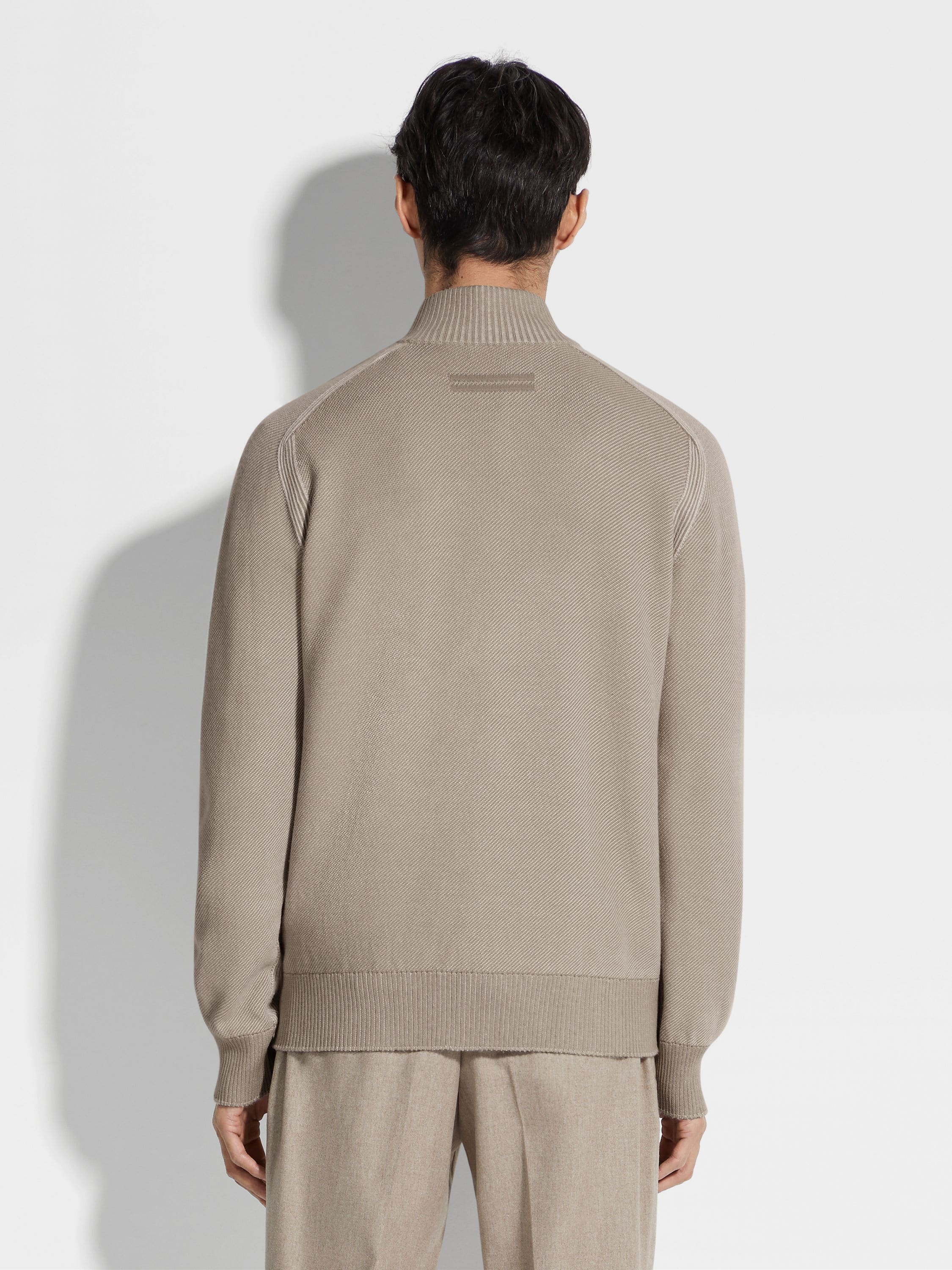 LIGHT TAUPE CASHSETA FULL ZIP CARDIGAN - 5