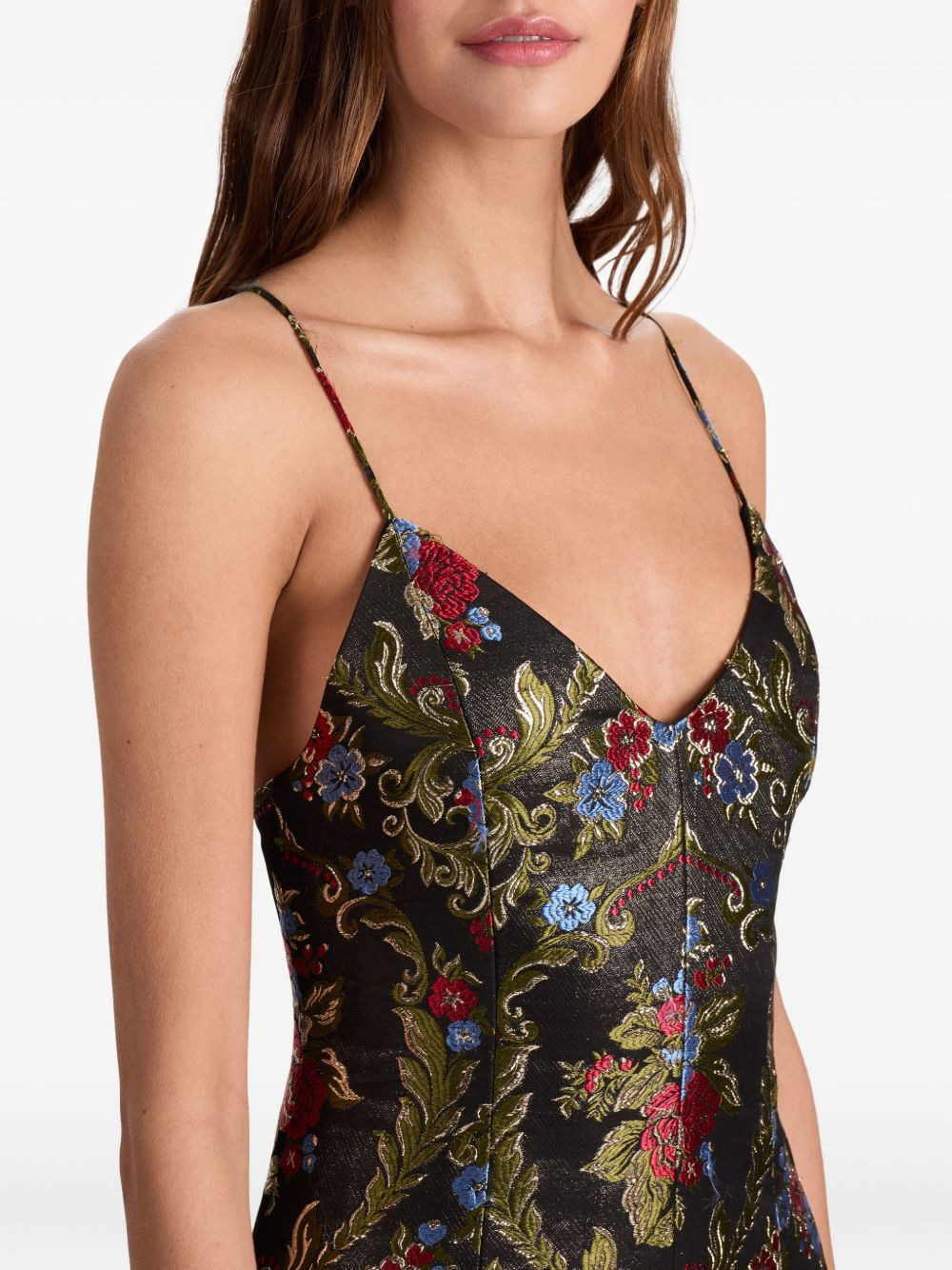 Tayla floral-brocade mini dress - 5