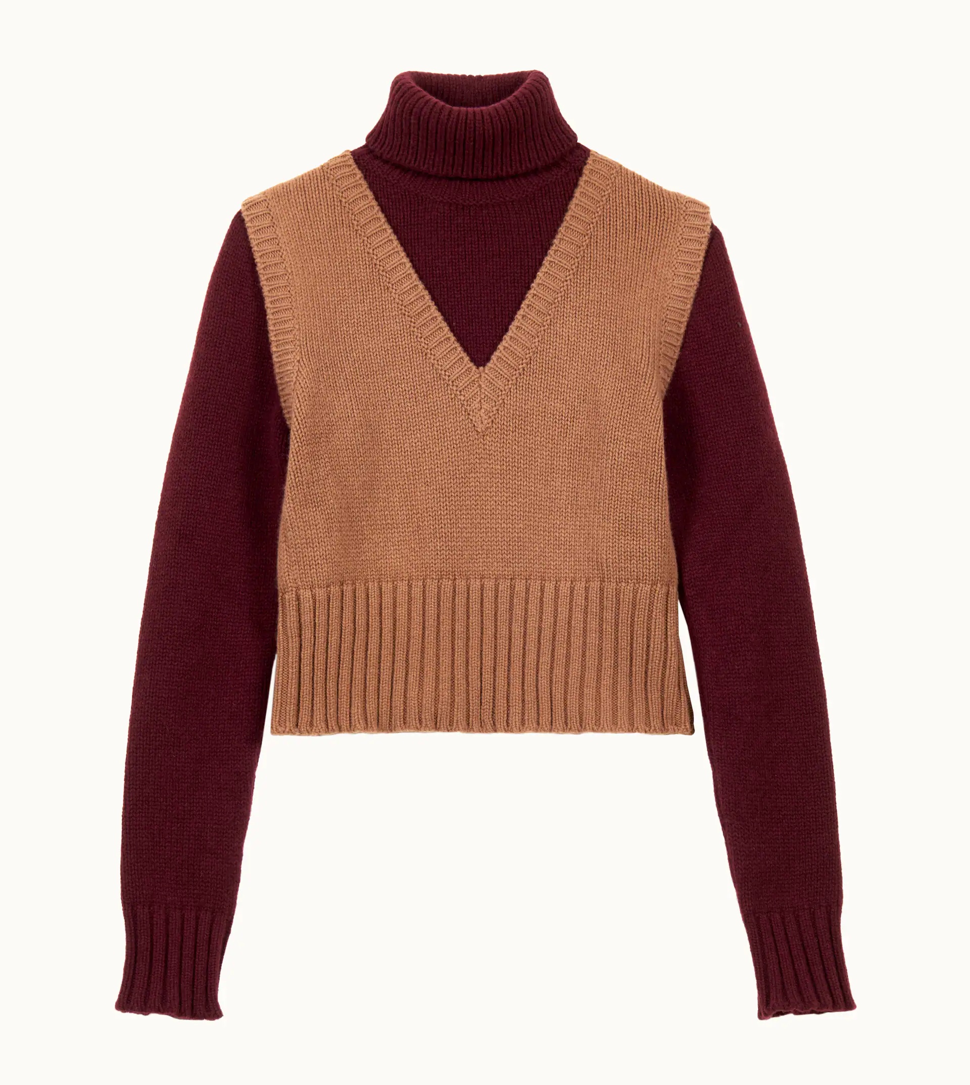 POLO NECK - BROWN, BURGUNDY - 1