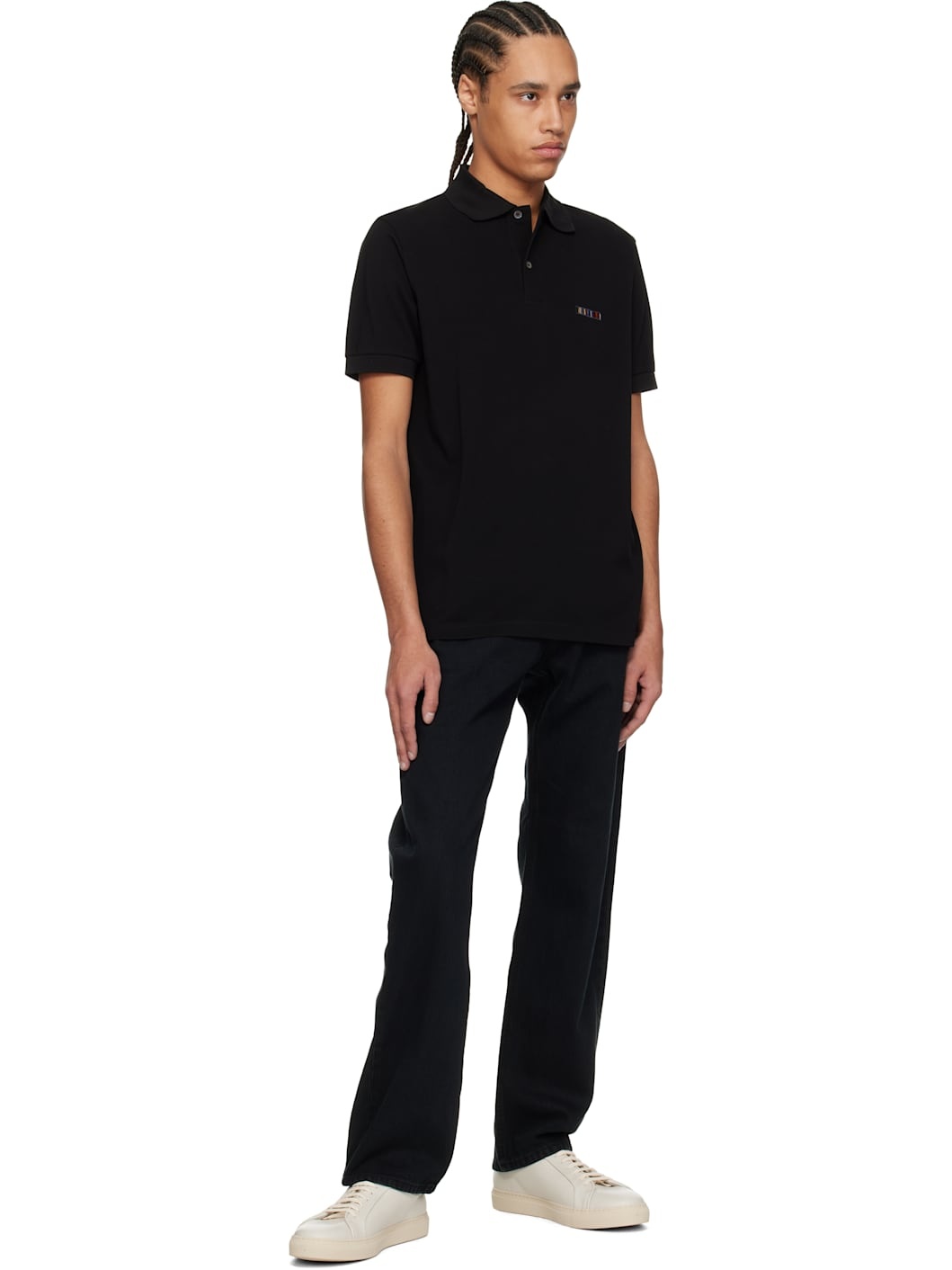Black Signature Stripe Logo Cotton Polo - 4