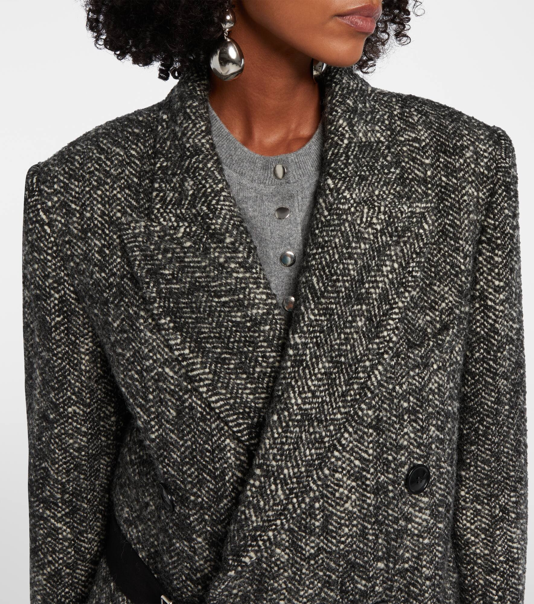 Ebyane chevron wool-blend tweed coat - 4