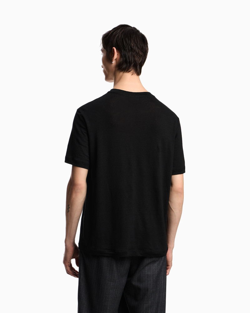 LINEN T-SHIRT WITH EAGLE EMBROIDERY PATCH 3