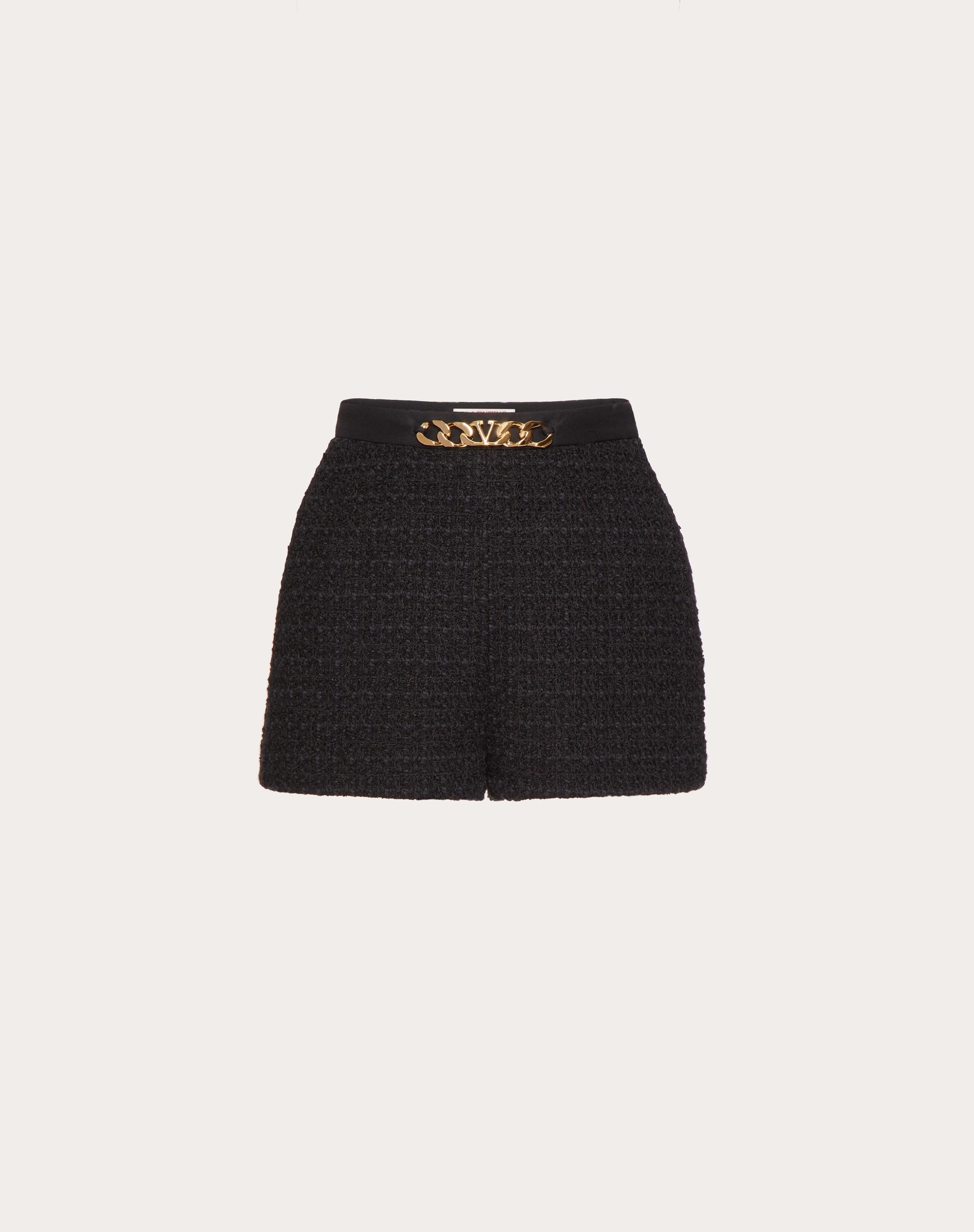 VLOGO CHAIN WOOL TWEED SHORTS - 1