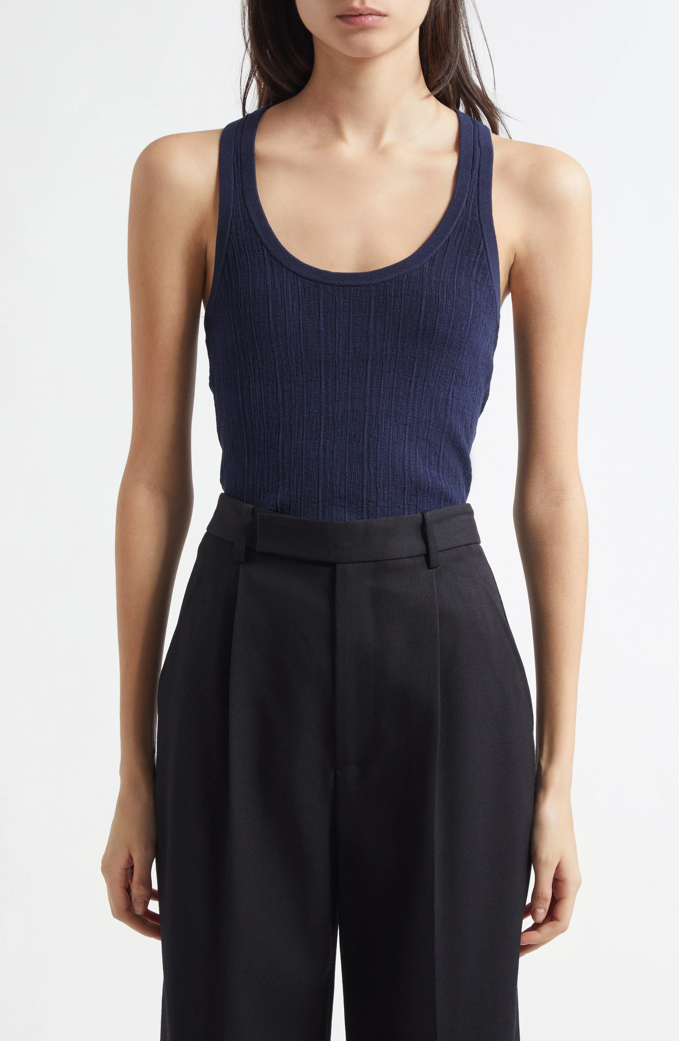 A.L.C. Iris Racerback Cotton Blend Tank in Navy at Nordstrom - 1