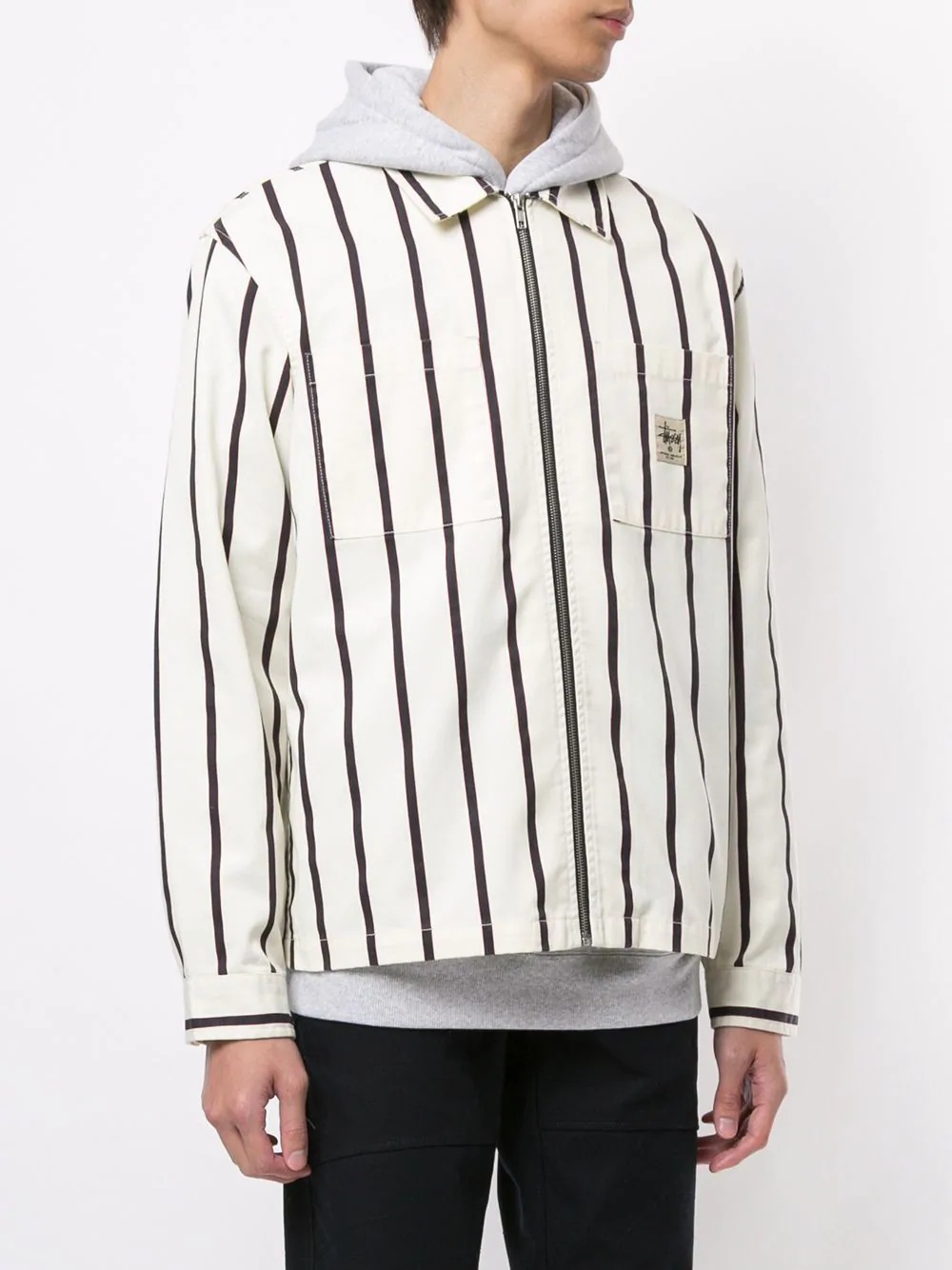 striped shirt jacket - 3