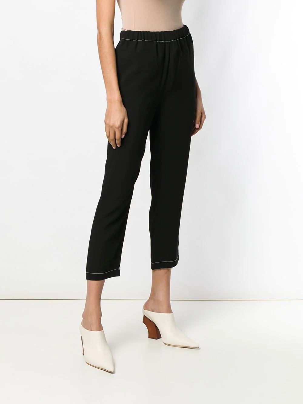 cropped elasticated trousers - 3