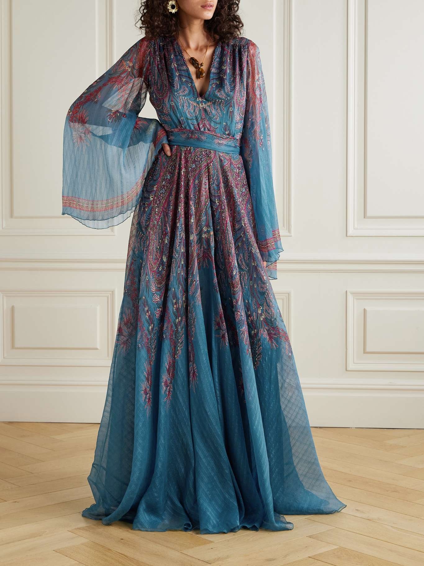 ワンピース ETRO Floral Paisley print dress Light Blue ETRO Floral Paisley Print Dress | Blue | FARFETCH IL