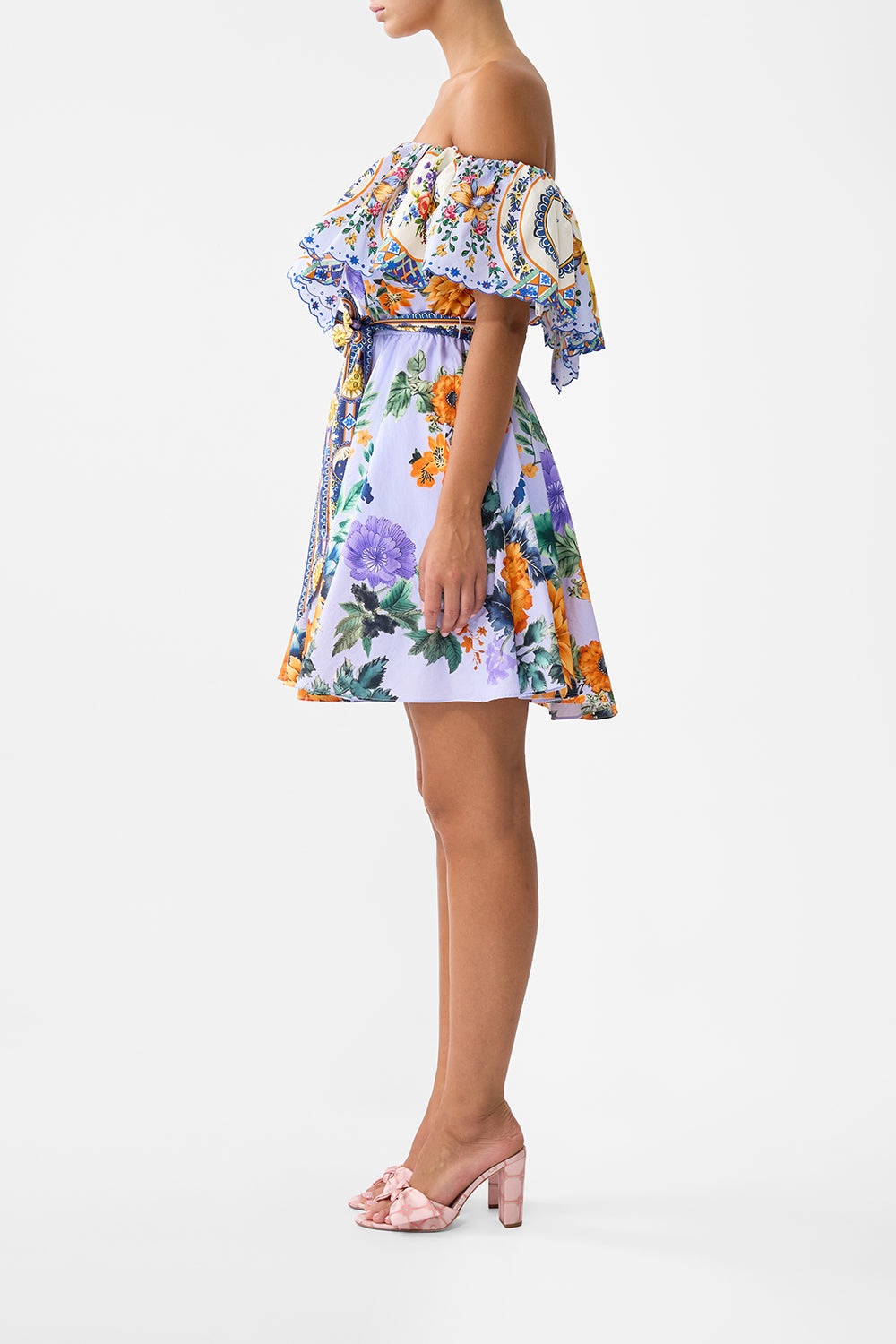 SHOULDER FRILL SHORT DRESS - 4