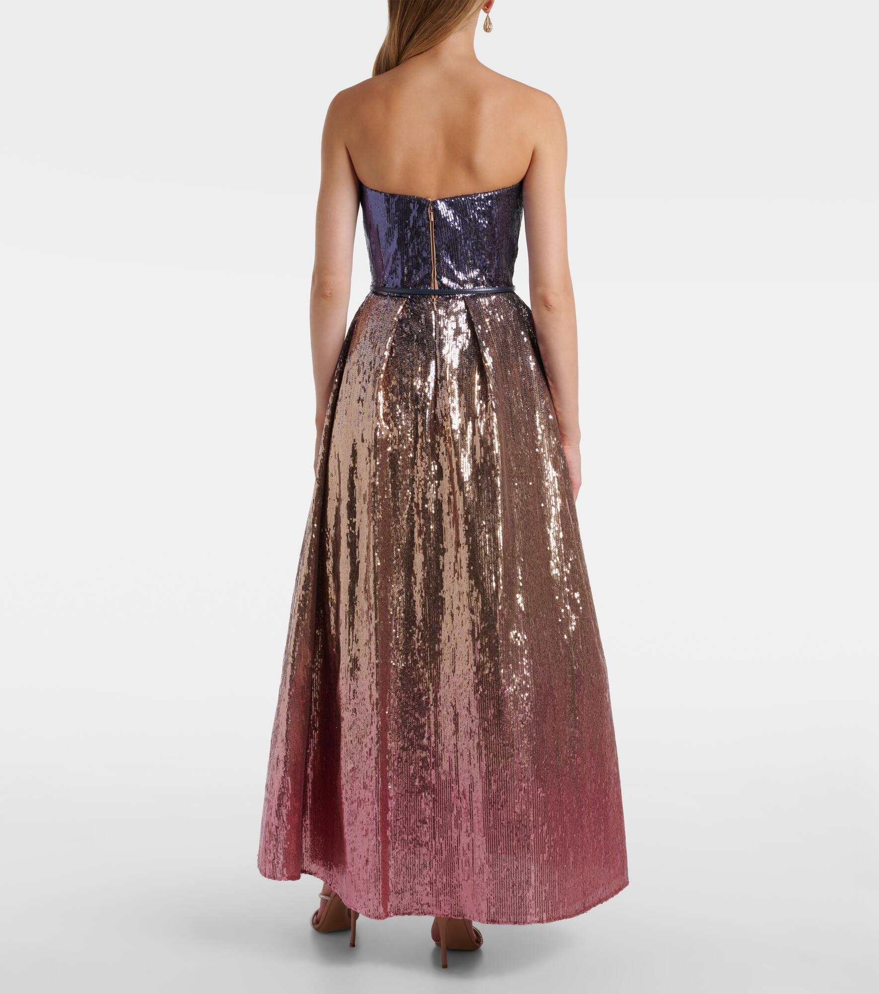 Ombré sequined strapless gown - 3