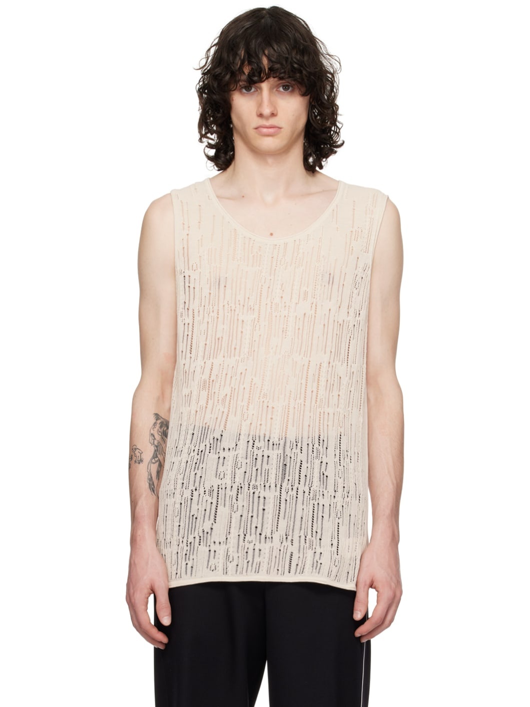 Off-White Distressed Tank Top - 1