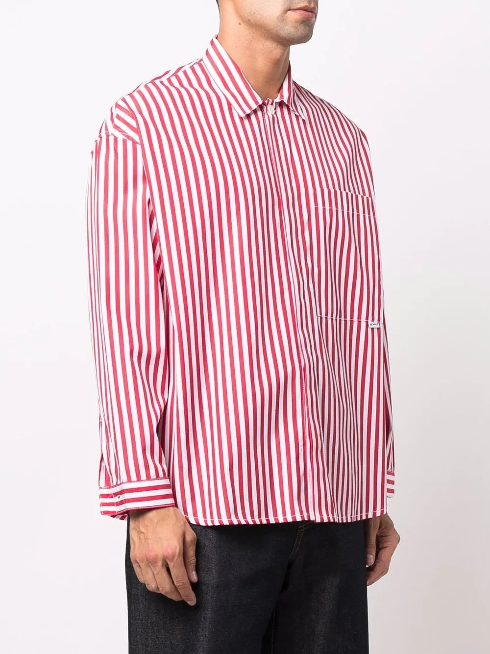 stripe-print cotton overshirt - 3