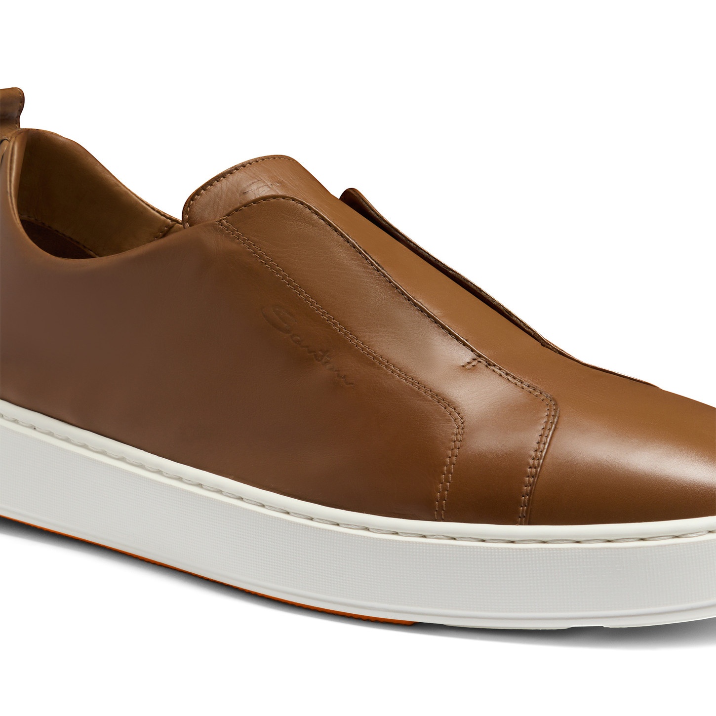 Men's light brown leather slip-on sneaker - 6