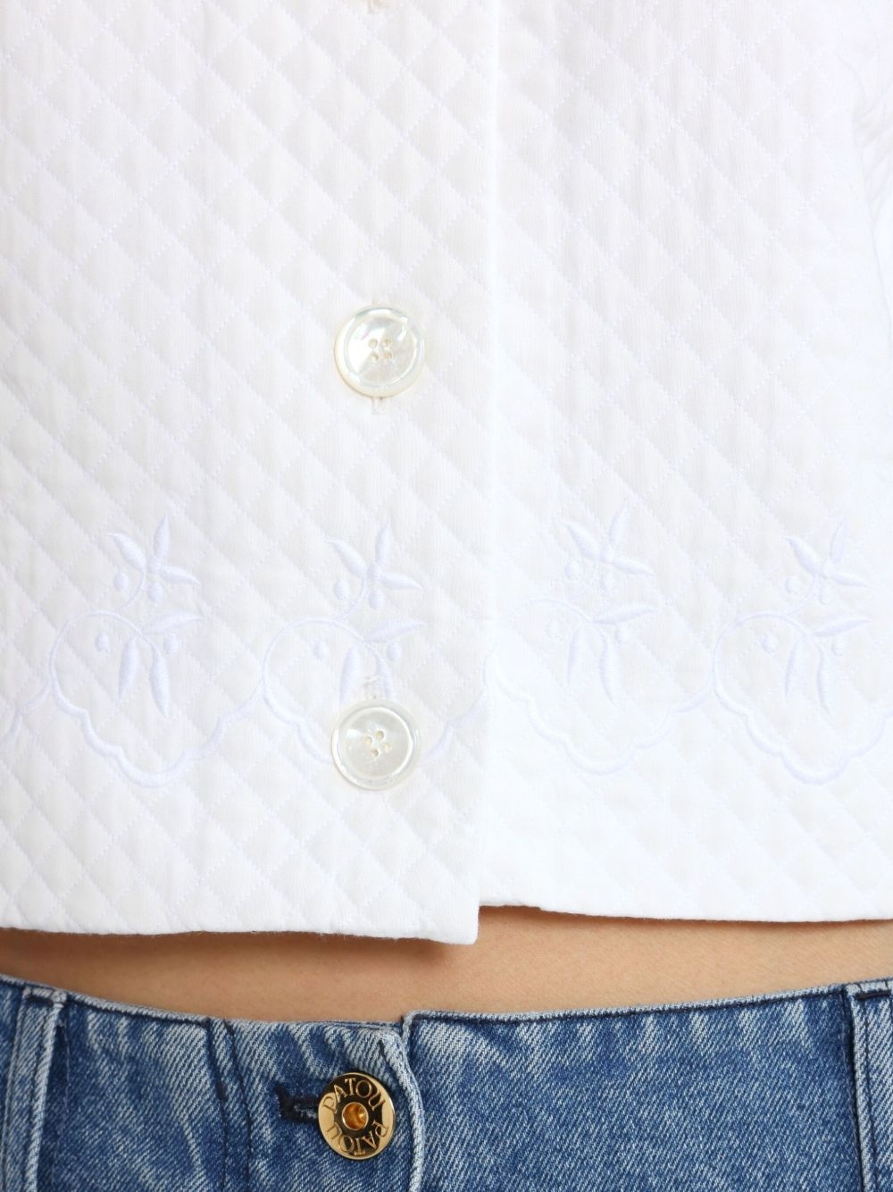 collarless quilted jacket - 5