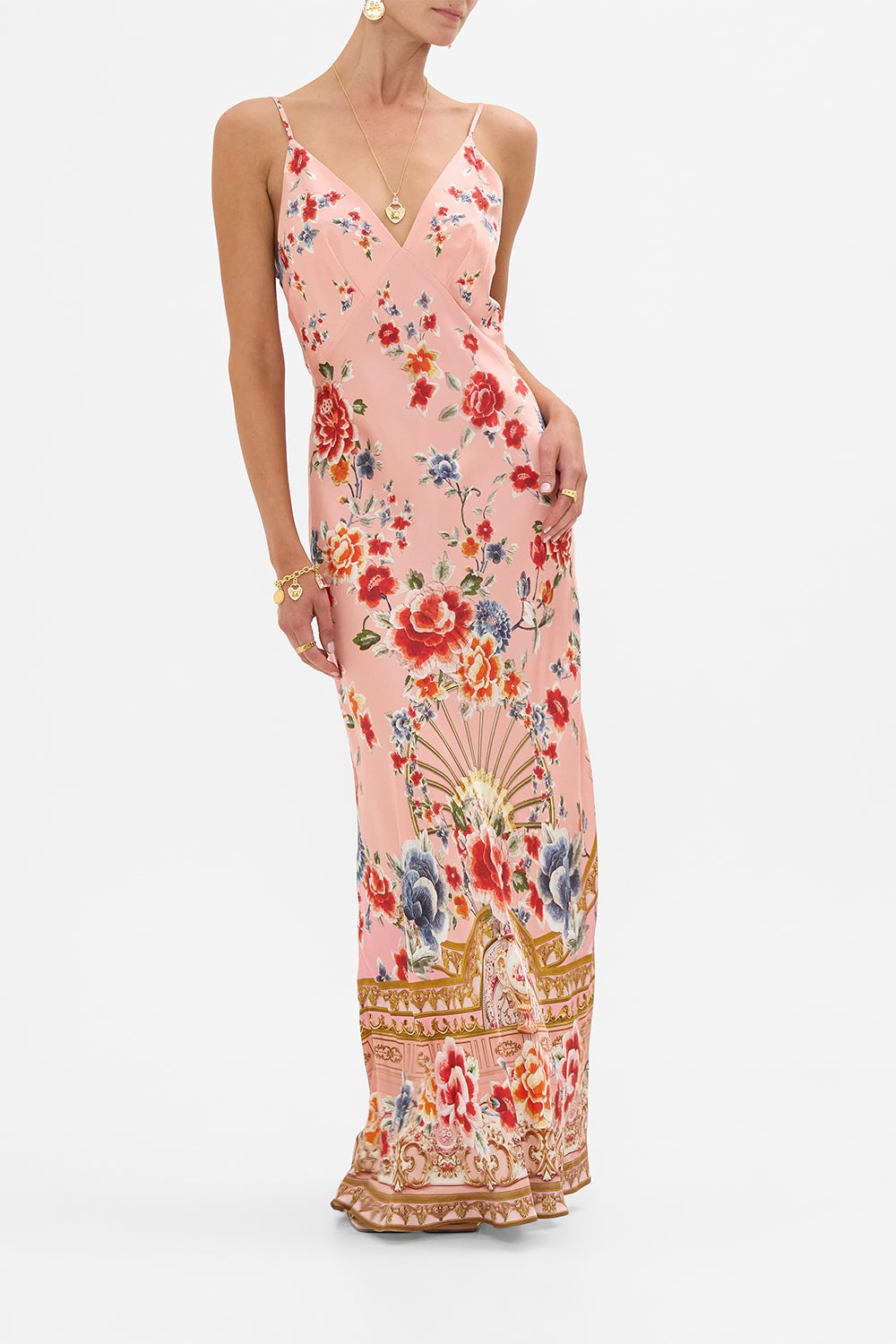 V NECK FULL LENGTH BIAS SLIP DRESS - 2
