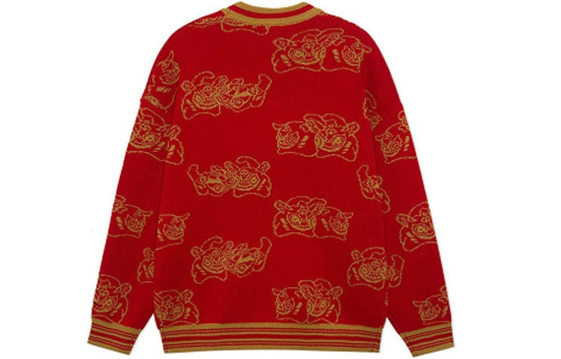 Li-Ning Li-Ning Rijindoujin Graphic Crew Neck Sweater 'Red Gold' AMBS025-1 outlook