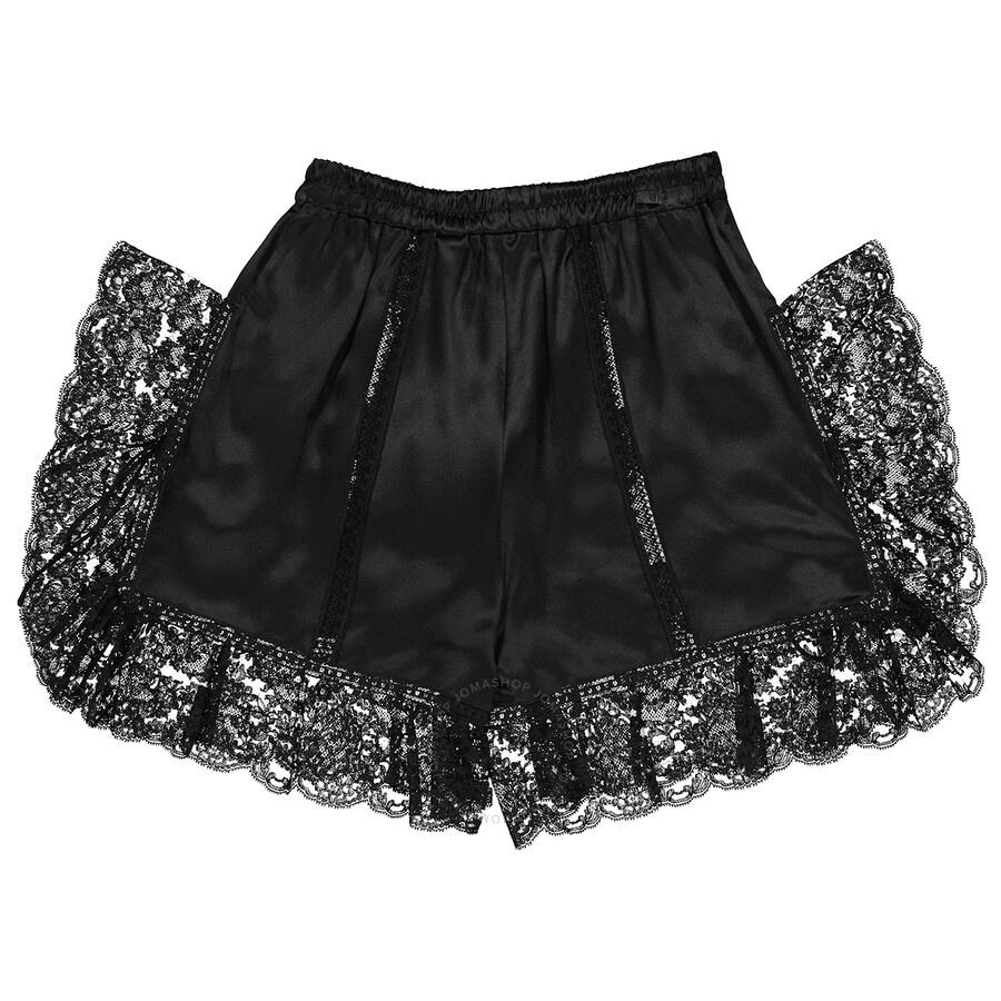 Burberry Ladies Satin And Lace Bottle Cap Detail Shorts In Black - 2