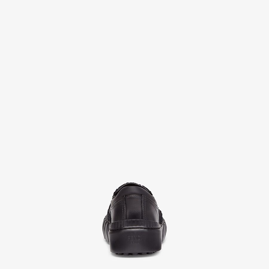 Black fabric slip-ons - 3
