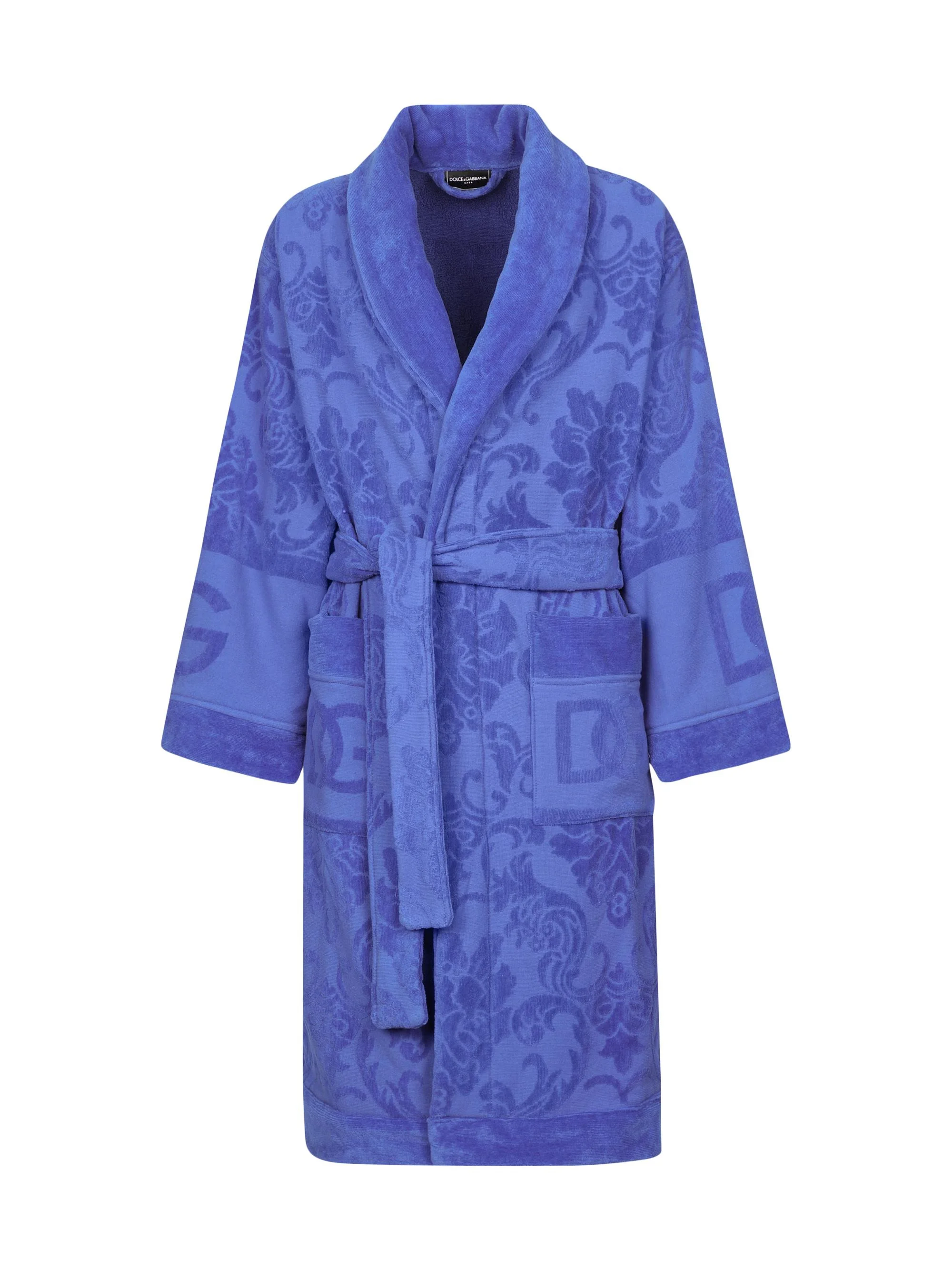 Men's Jacquard Logo Bath Robe - Blue - 1