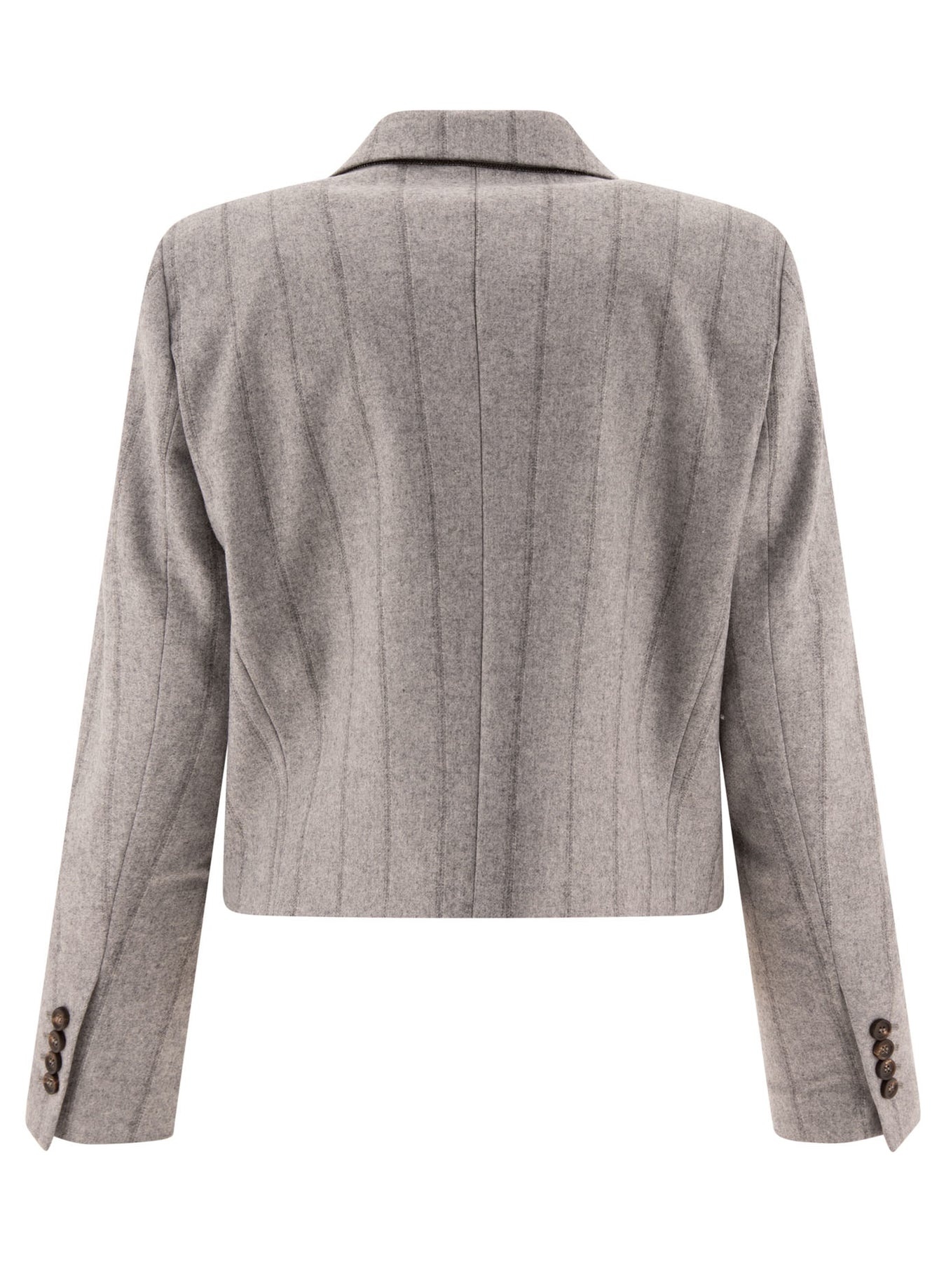 Striped Cropped Blazer With Monili Jackets Grey - 2