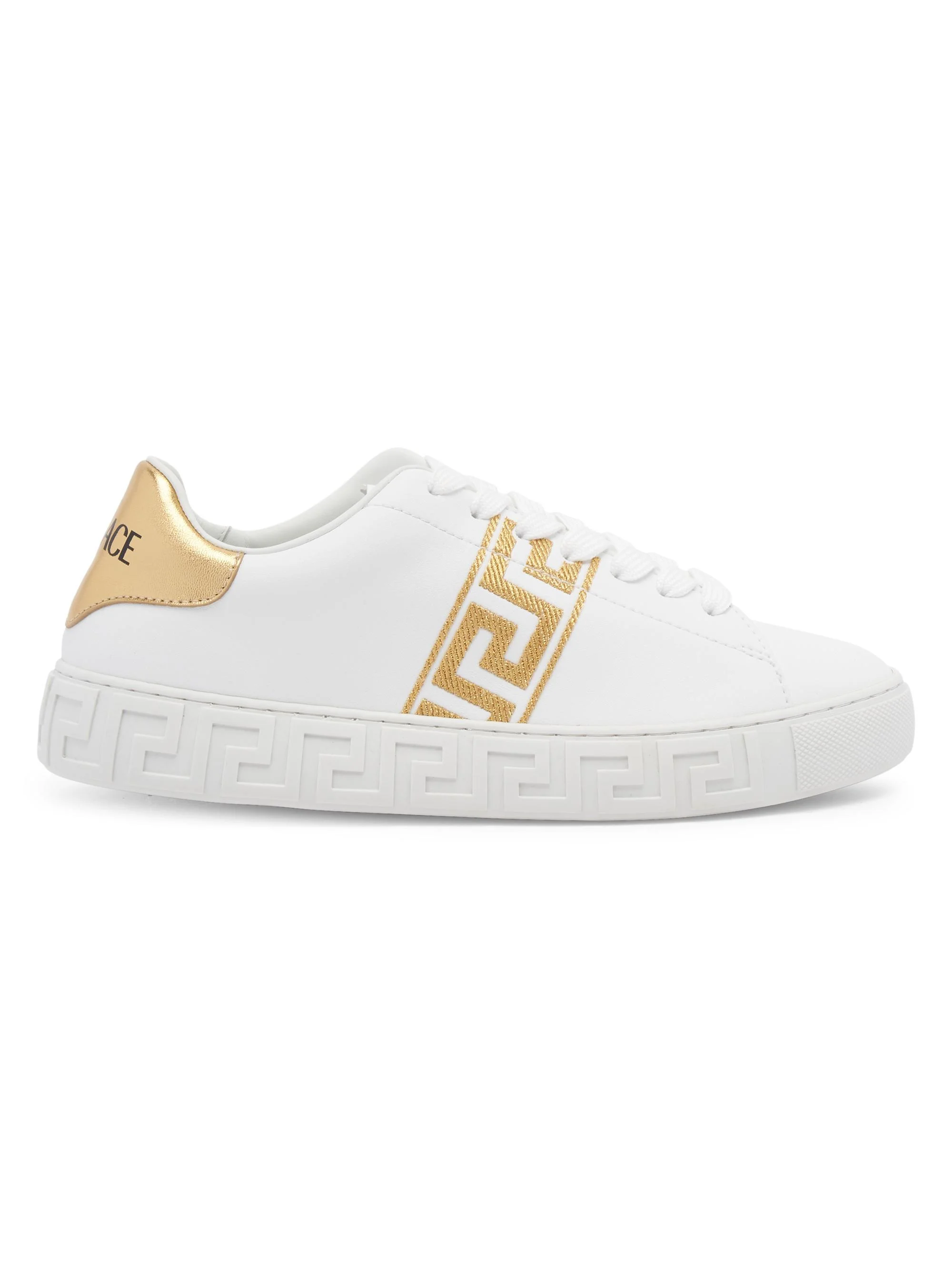 Women's Embroidered Low-Top Sneakers - White Gold - 1
