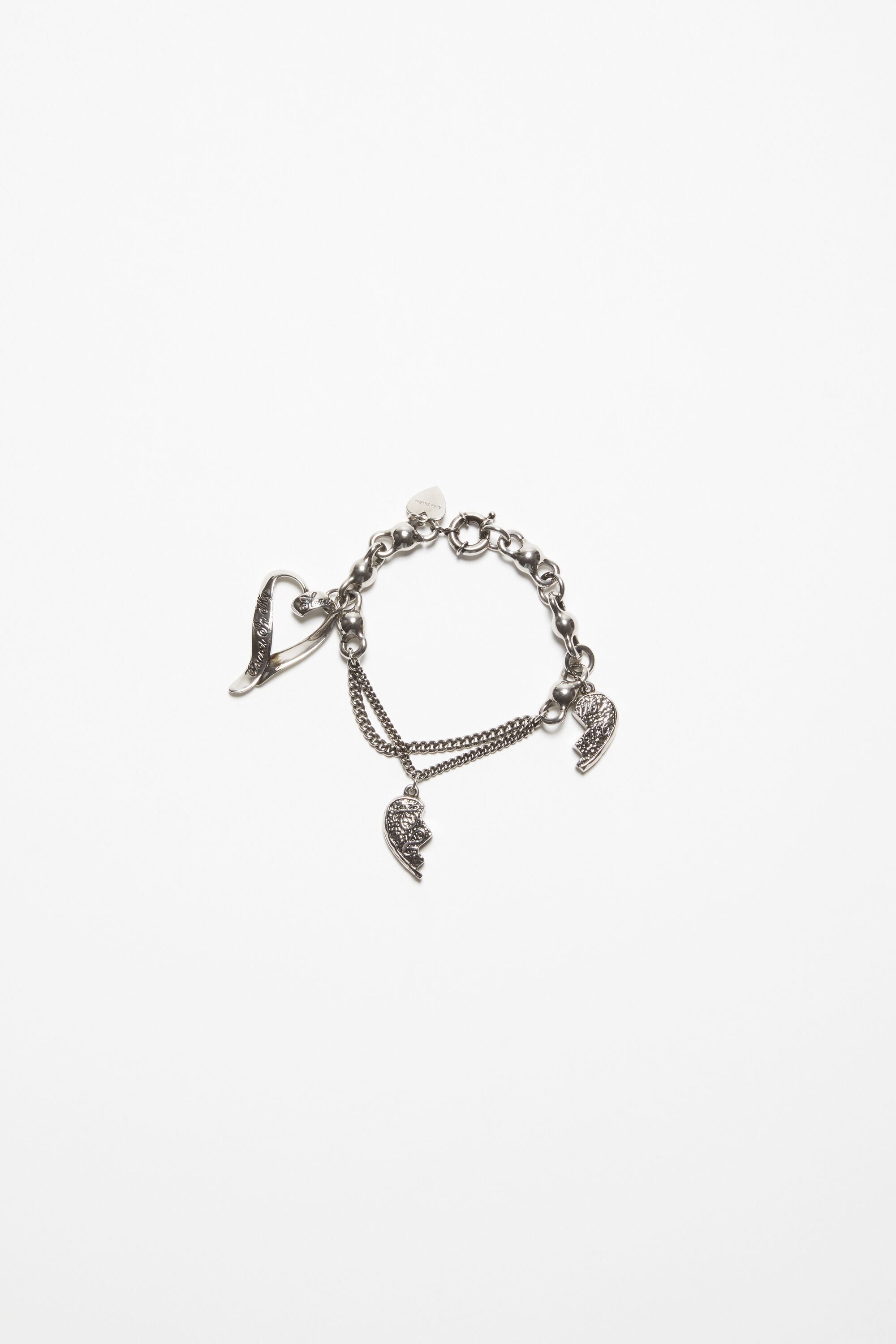 Heart charm necklace - Antique Silver - 1