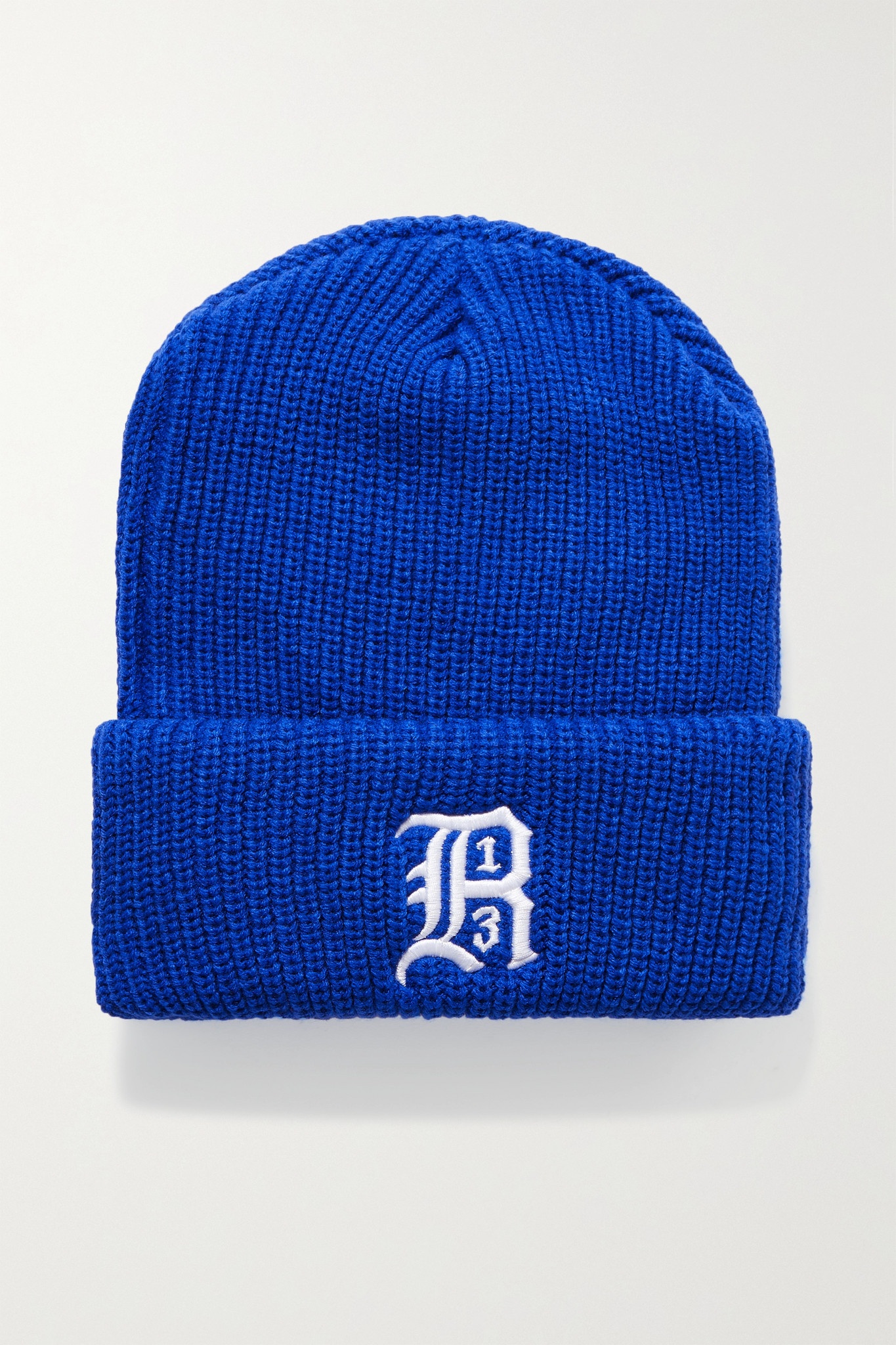 Embroidered ribbed-knit beanie - 1