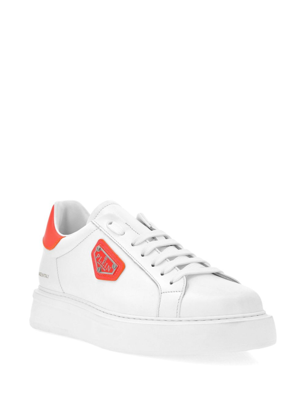 logo-plaque leather sneakers - 2