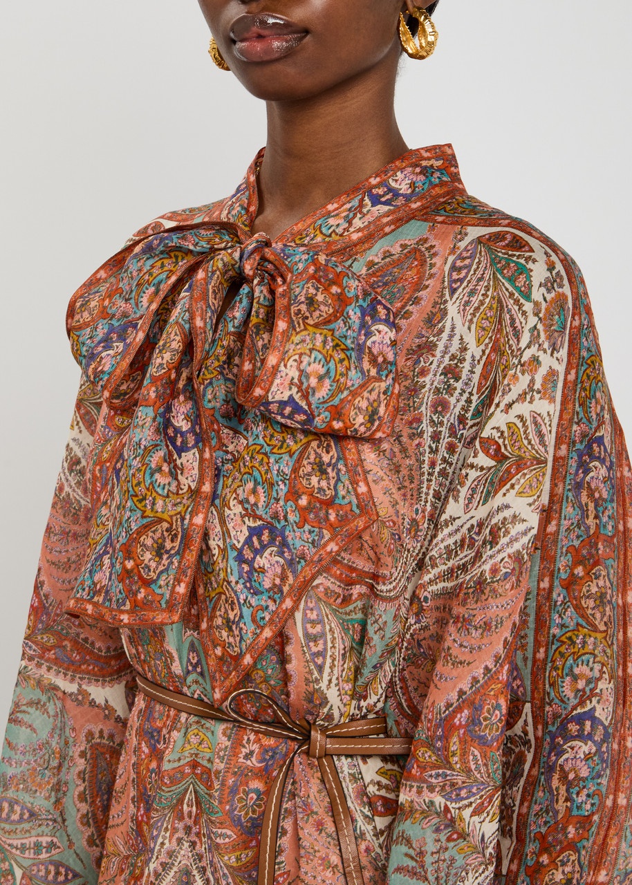 Zimmermann Rhiannon Tie Neck Woven Kaftan Dress - 5